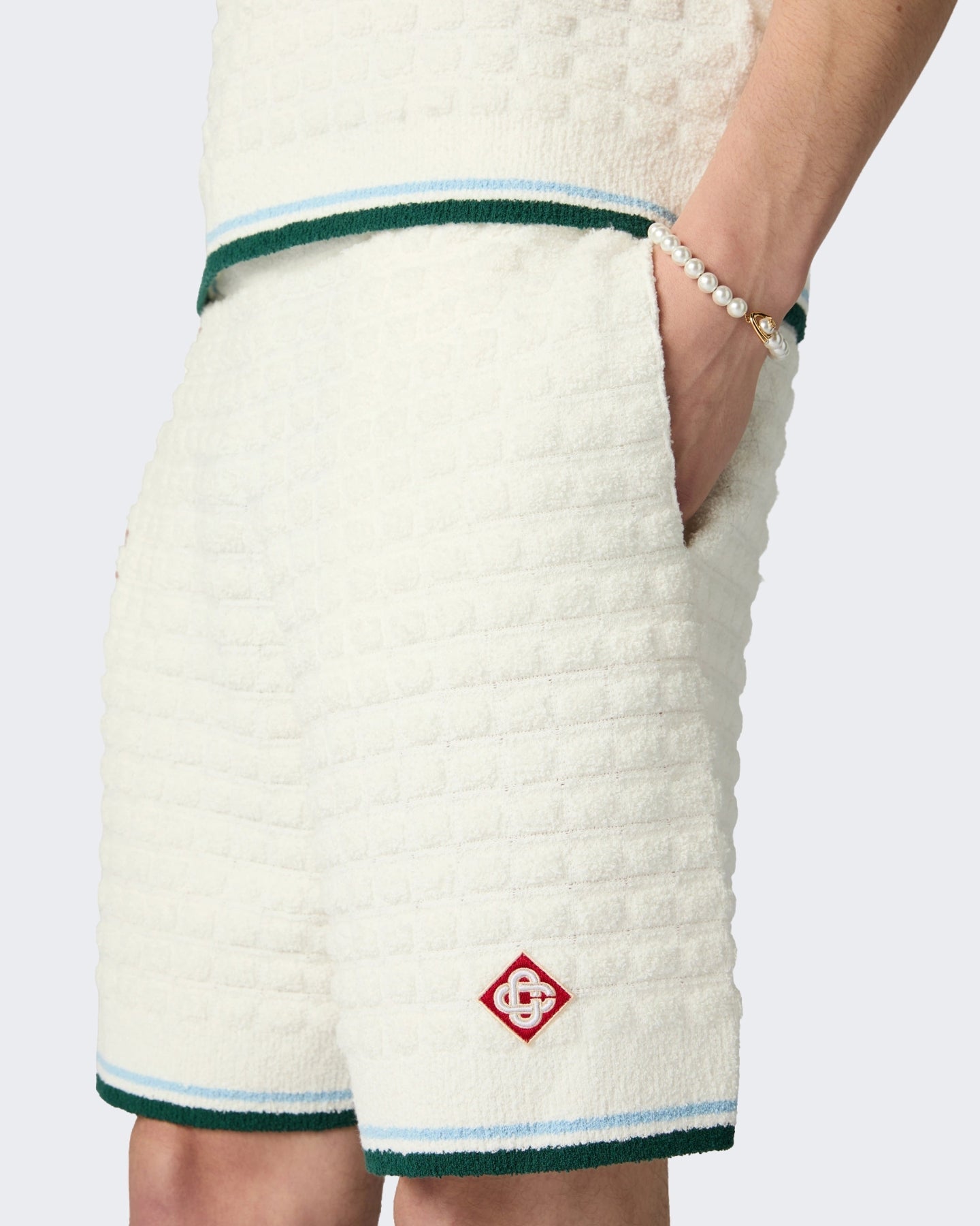 Casablanca Heren Boucle Shorts Wit - Eleganza.nl