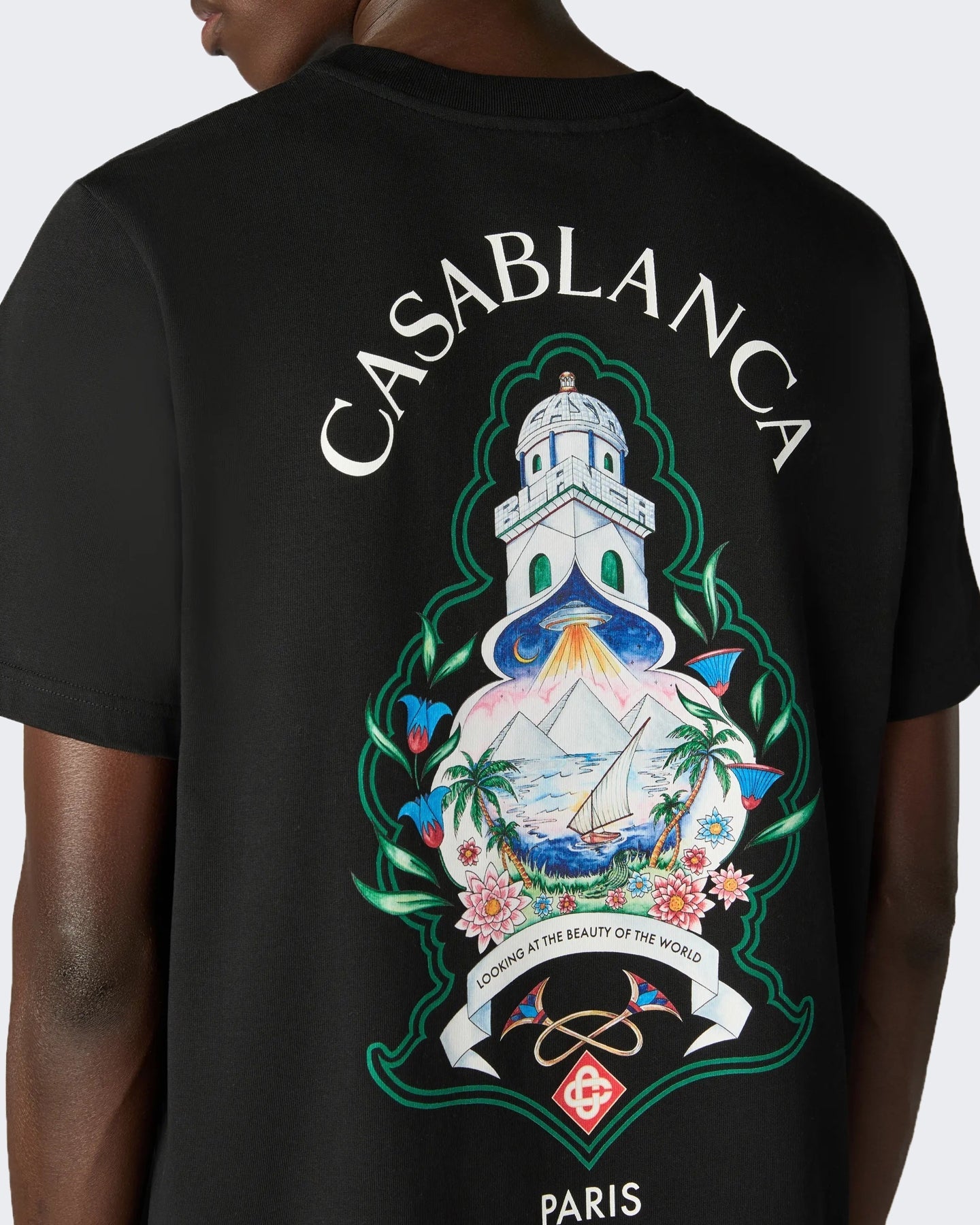 Casablanca Heren Classic T-Shirt Hotel Emblem Zwart - Eleganza.nl