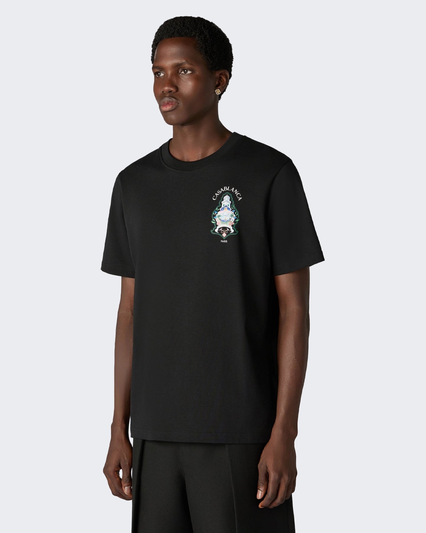 Casablanca Heren Classic T-Shirt Hotel Emblem Zwart - Eleganza.nl