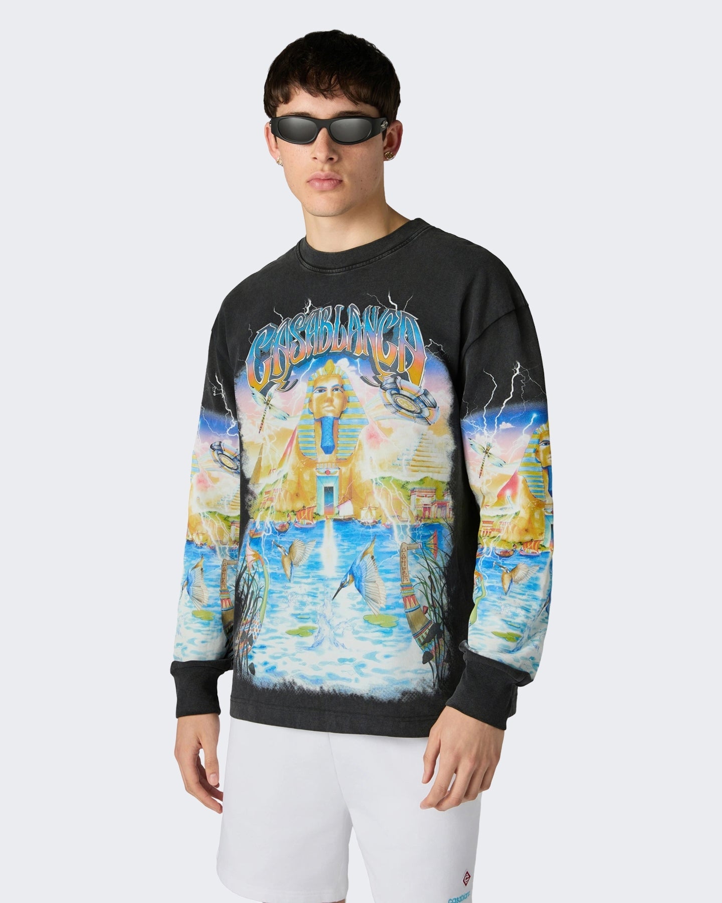 Casablanca Heren Long Sleeve Tee Egypt As It Zwart - Eleganza.nl