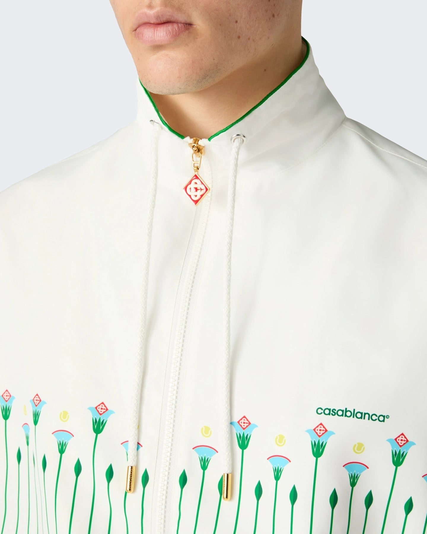 Casablanca Heren Printed Windbreaker Jacket Sporty Floral Stripe - Eleganza.nl