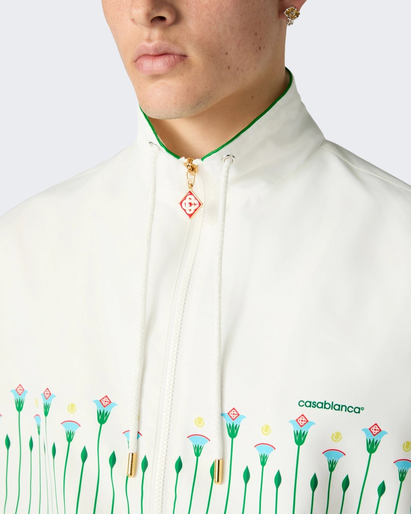 Casablanca Heren Printed Windbreaker Jacket Sporty Floral Stripe - Eleganza.nl