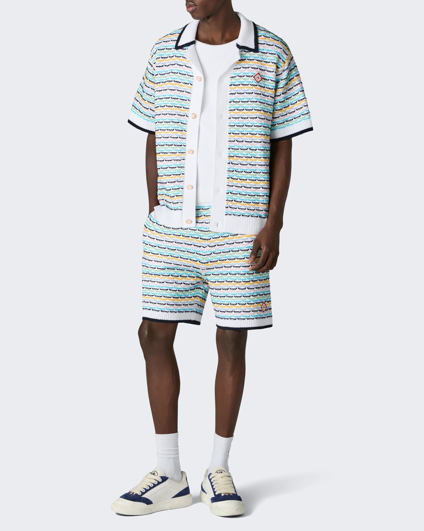 Casablanca Heren Tuck Stitch Short Sleeve Shirt Multi - Eleganza.nl