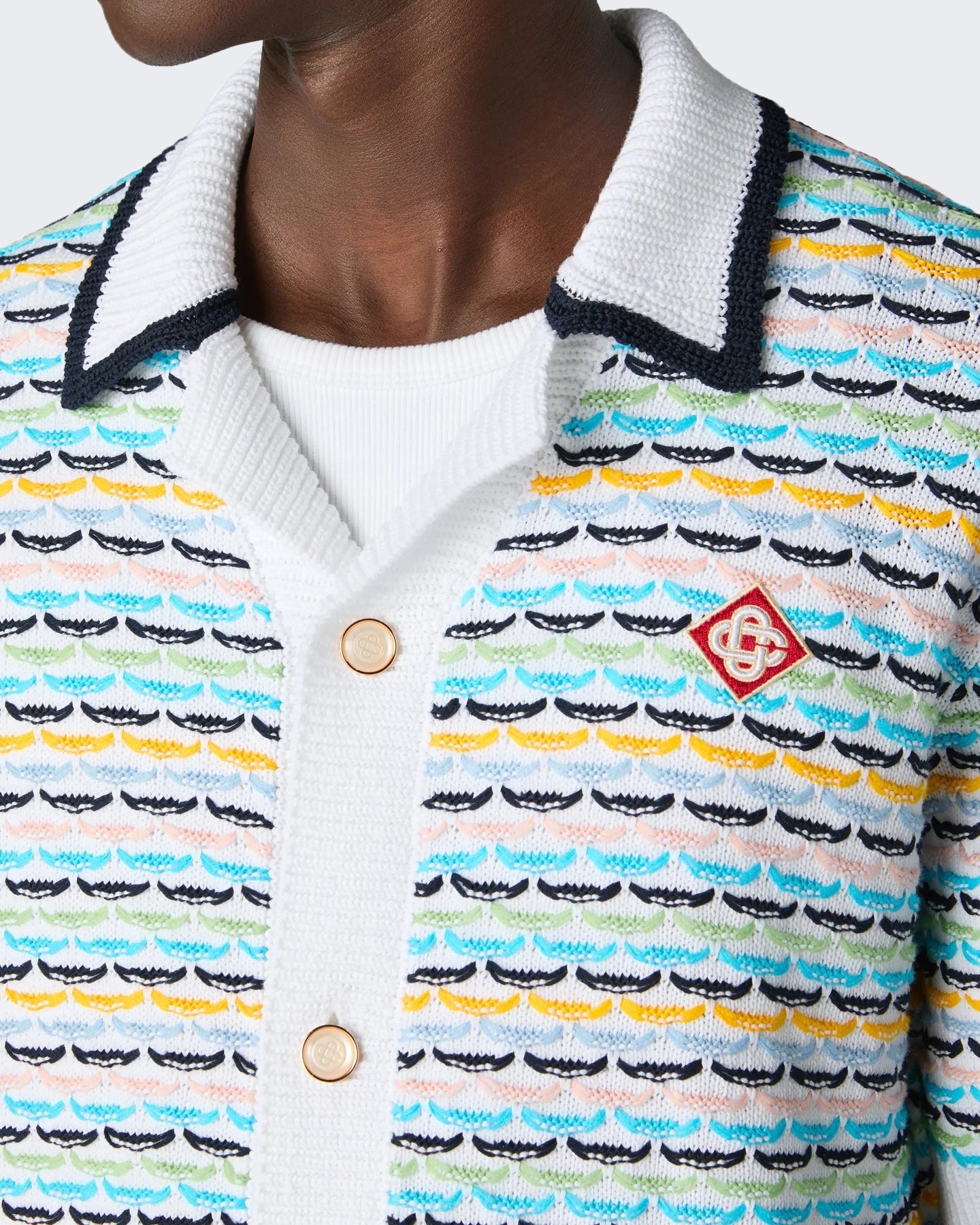 Casablanca Heren Tuck Stitch Short Sleeve Shirt Multi - Eleganza.nl