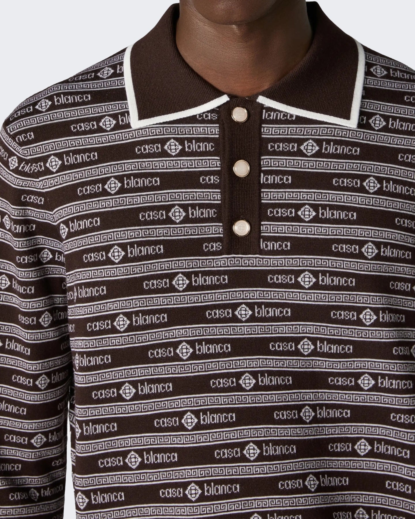 Casablanca Heren Wordmark Long Sleeve Polo Bruin - Eleganza.nl