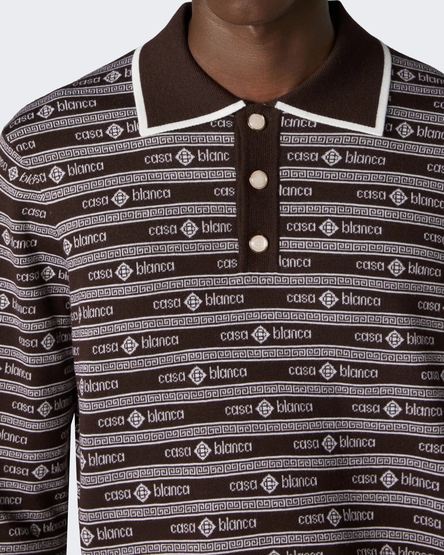 Casablanca Heren Wordmark Long Sleeve Polo Bruin - Eleganza.nl