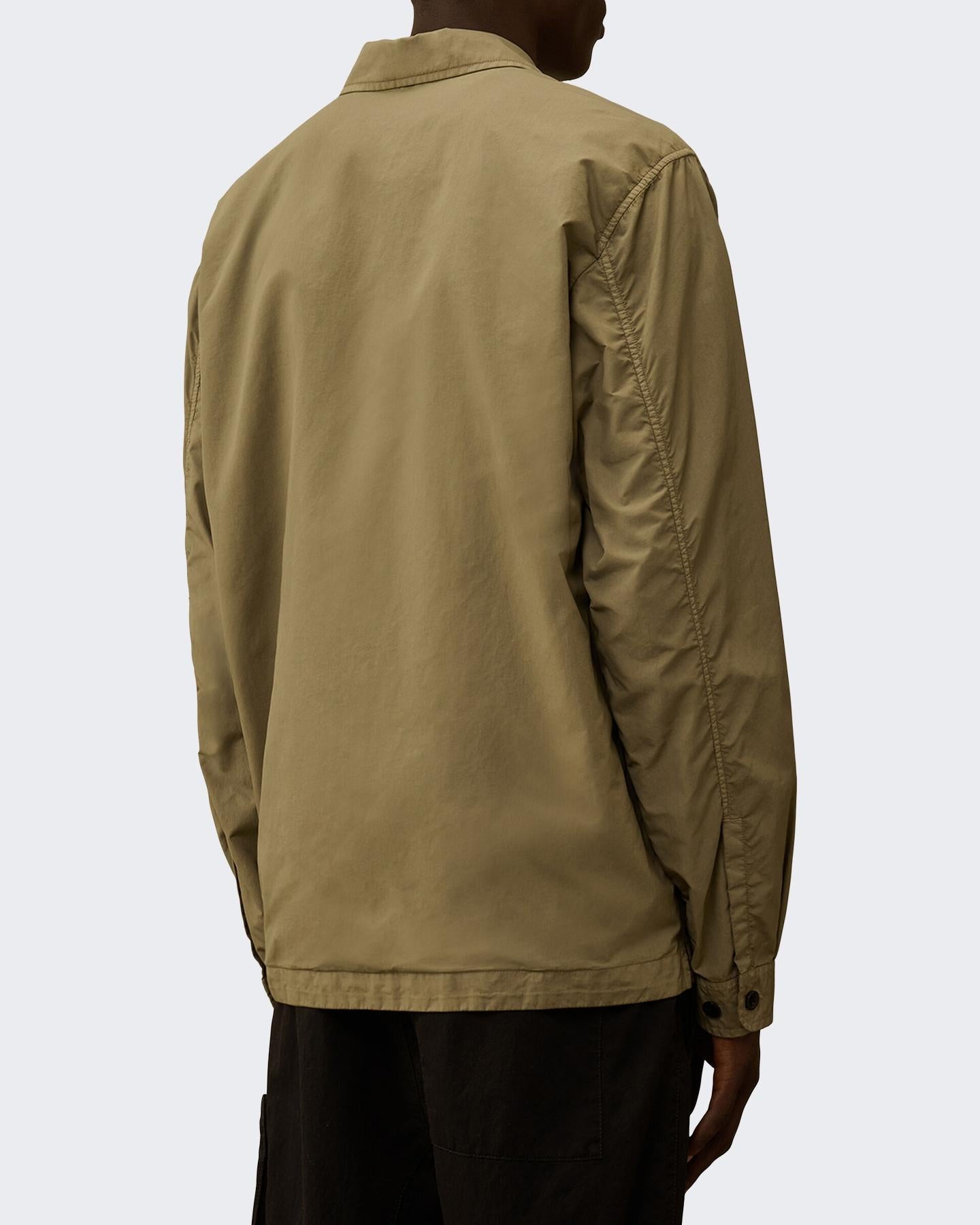 Heren Lens Zipped Overshirt Bruin