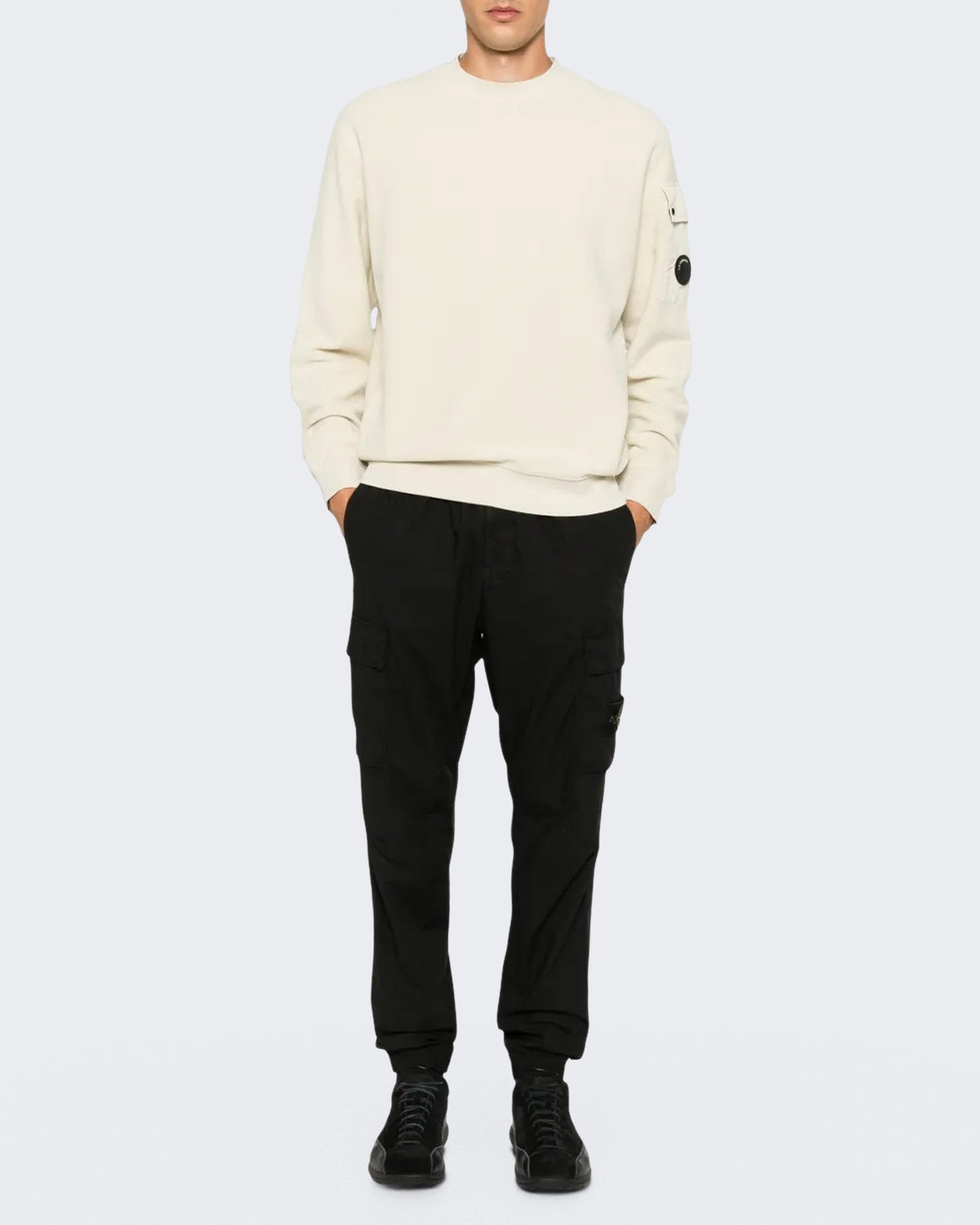 C.P.Company Heren Sweater met ronde hals in zilverberken tint Zilver - Eleganza.nl