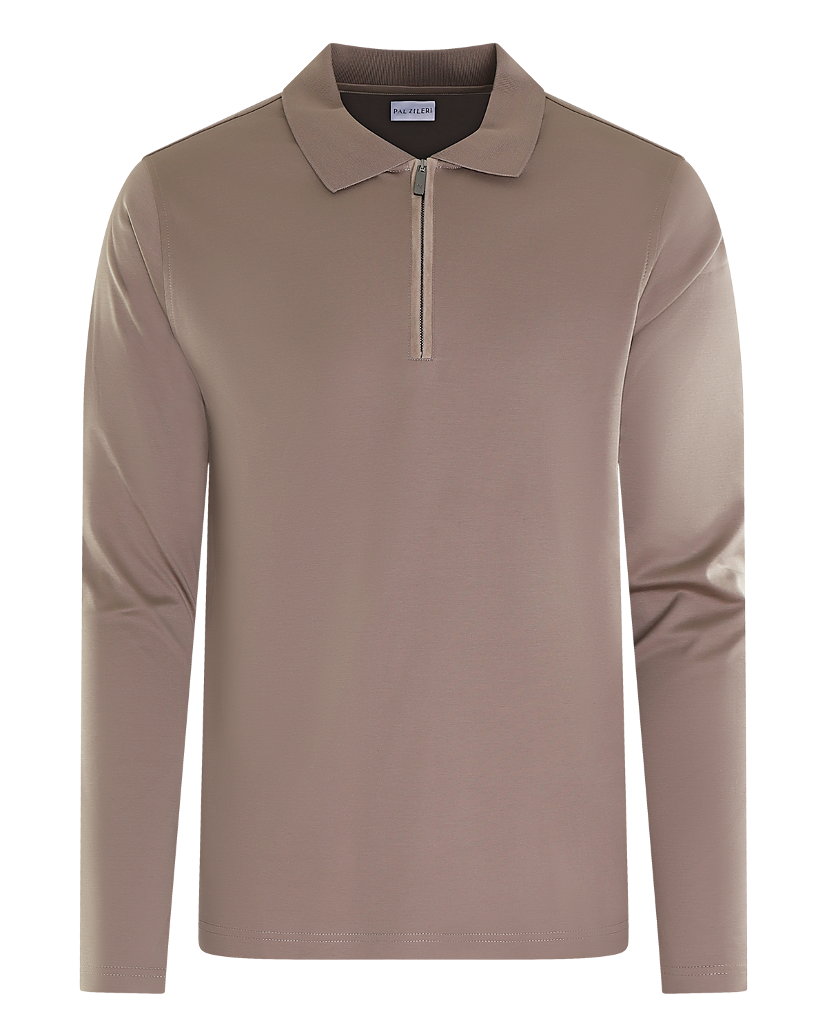 Heren Half Zip Polo Bruin