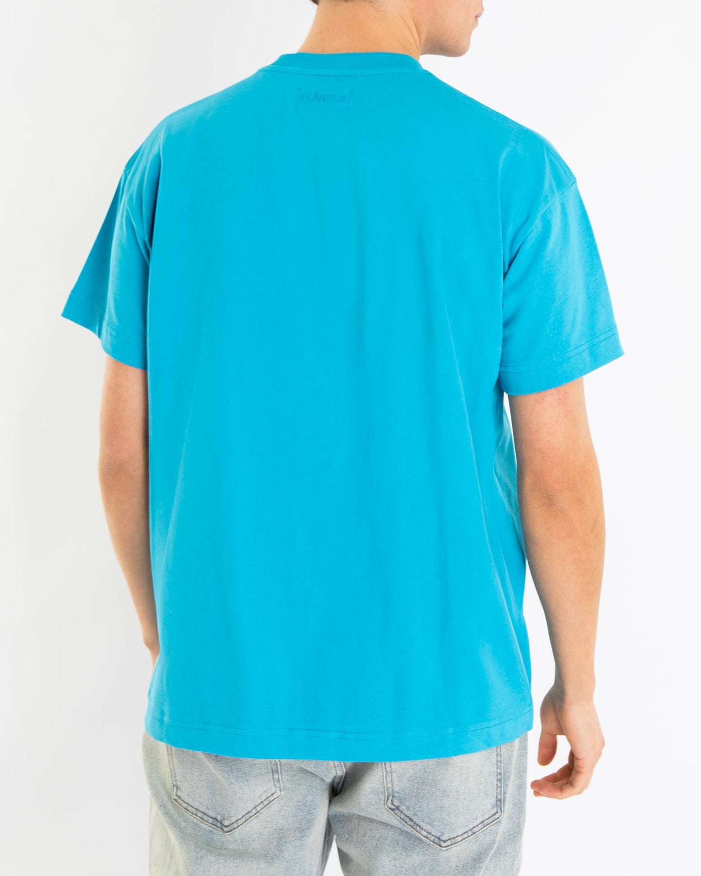FLÂNEUR Heren Tonal Logo T-Shirt Blauw