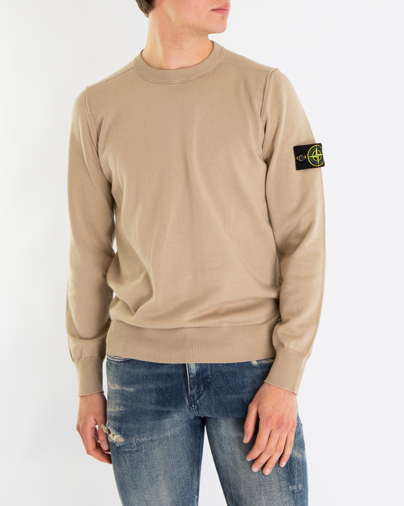 Heren Logopatch Crew Neck Bruin