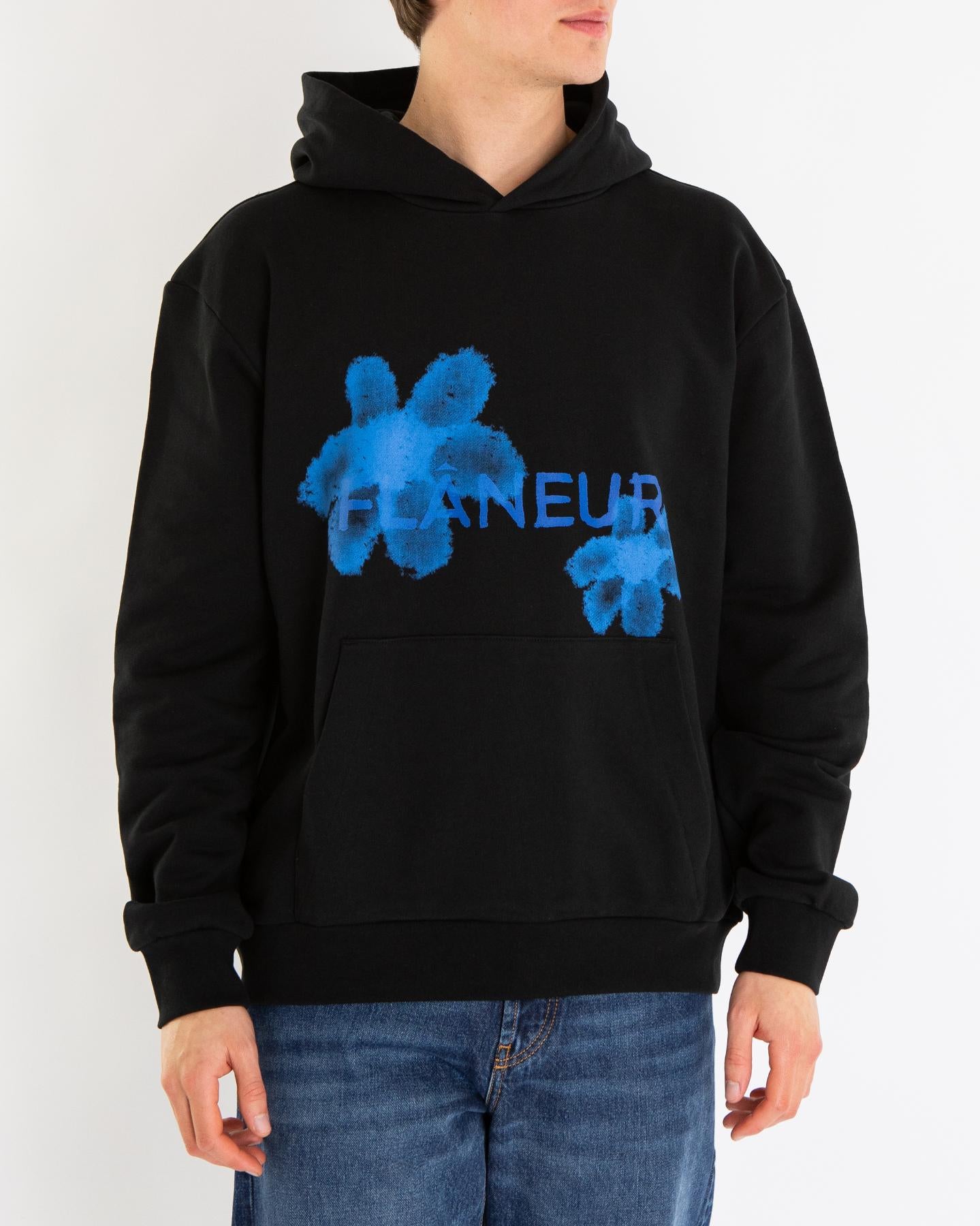 Heren Floral Watercolor Hoodie Zwart