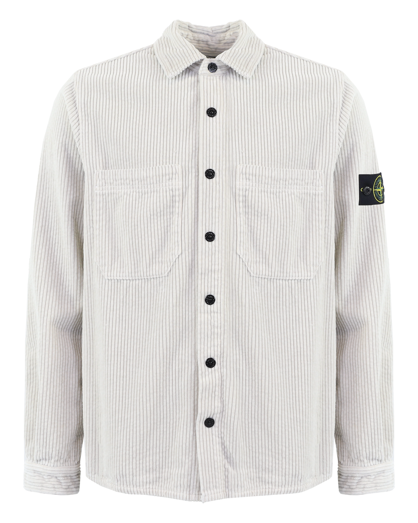 Heren Logo-Patch Overshirt Grijs