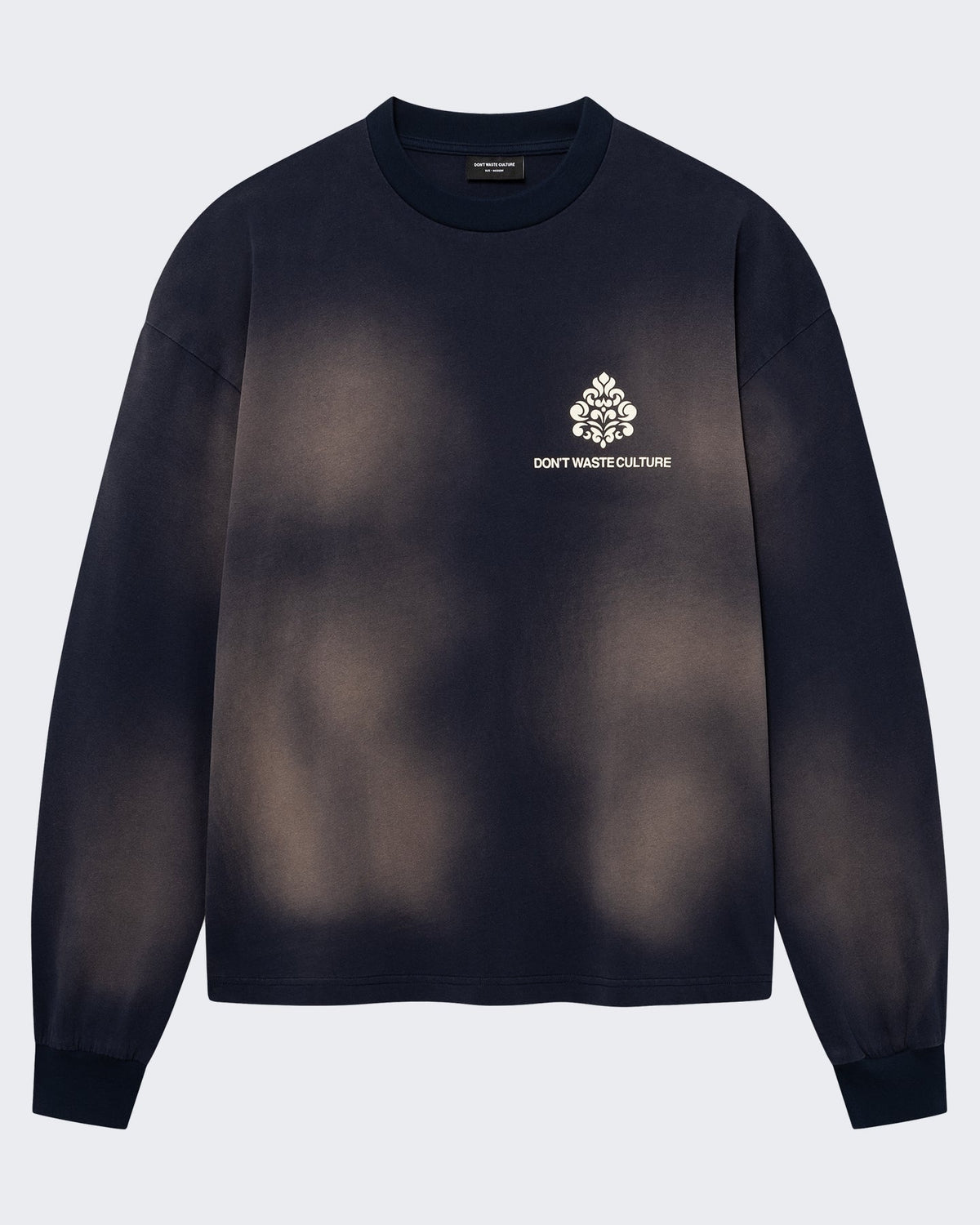 Don't Waste Culture Heren Longsleeve shirt met faded wash Blauw - Eleganza.nl