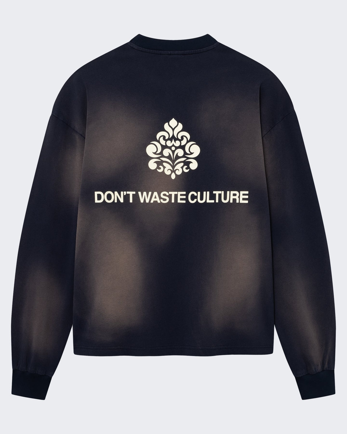 Don't Waste Culture Heren Longsleeve shirt met faded wash Blauw - Eleganza.nl