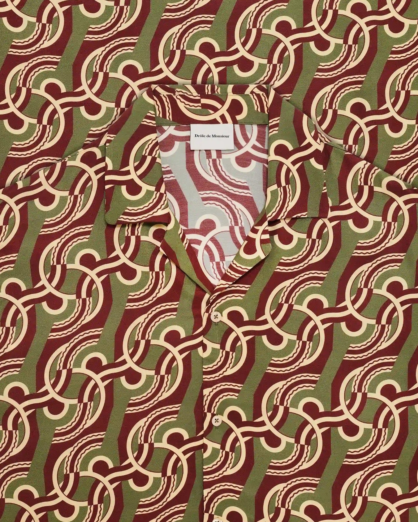 Drole De Monsieur Heren Viscose Chain Link Monogram Shirt Zwart - Eleganza.nl