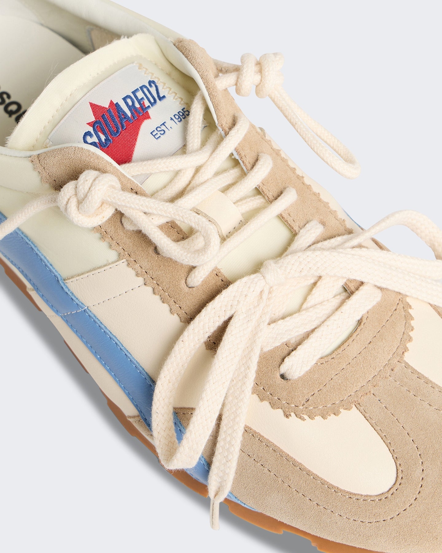 Dsquared2 Heren DC-642 sneaker in wit, beige en azuurblauw - Eleganza.nl