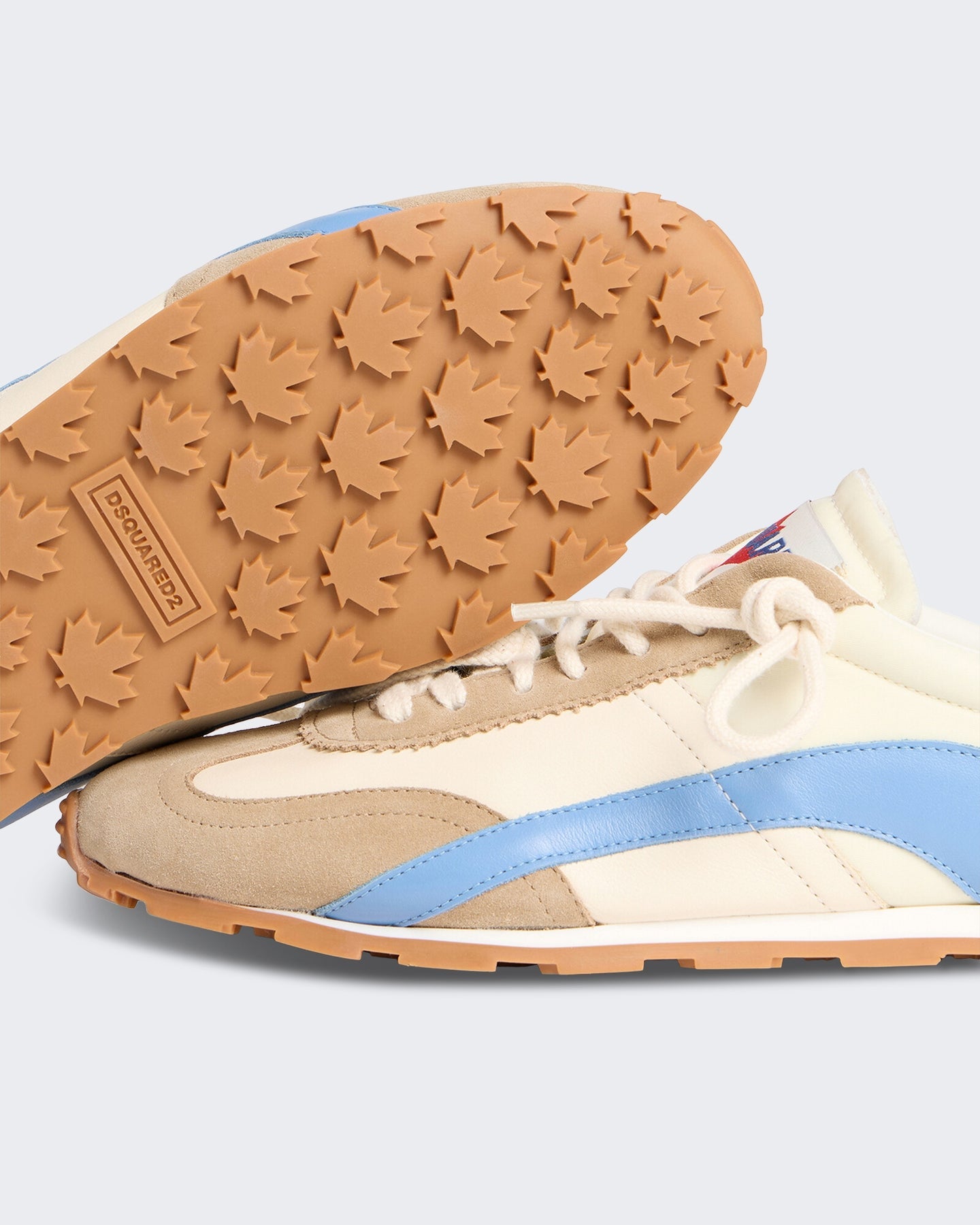 Dsquared2 Heren DC-642 sneaker in wit, beige en azuurblauw - Eleganza.nl