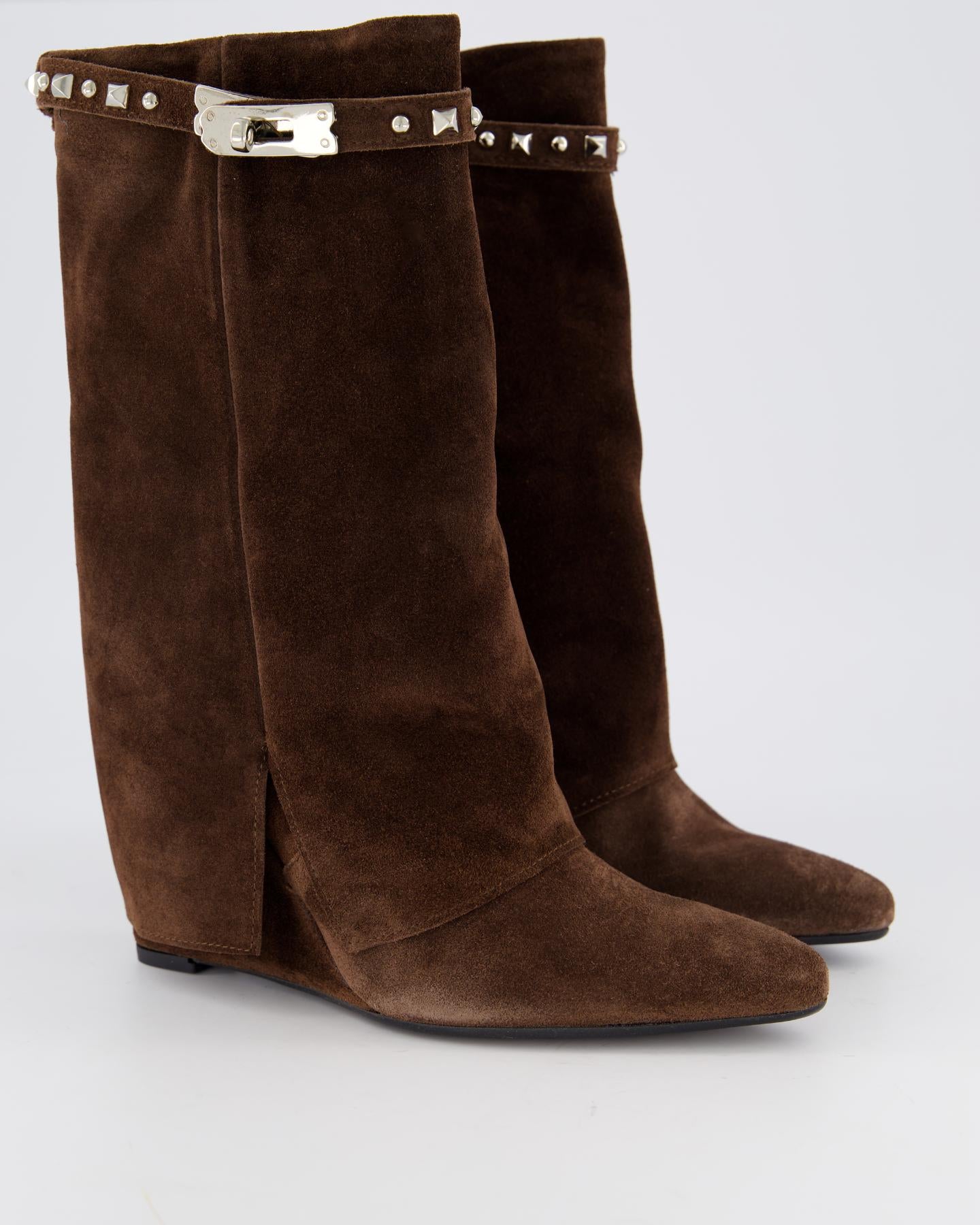 Dames Studded Suede Wedge Boot