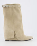 Damen-Wildleder-Keilstiefel mit Nieten