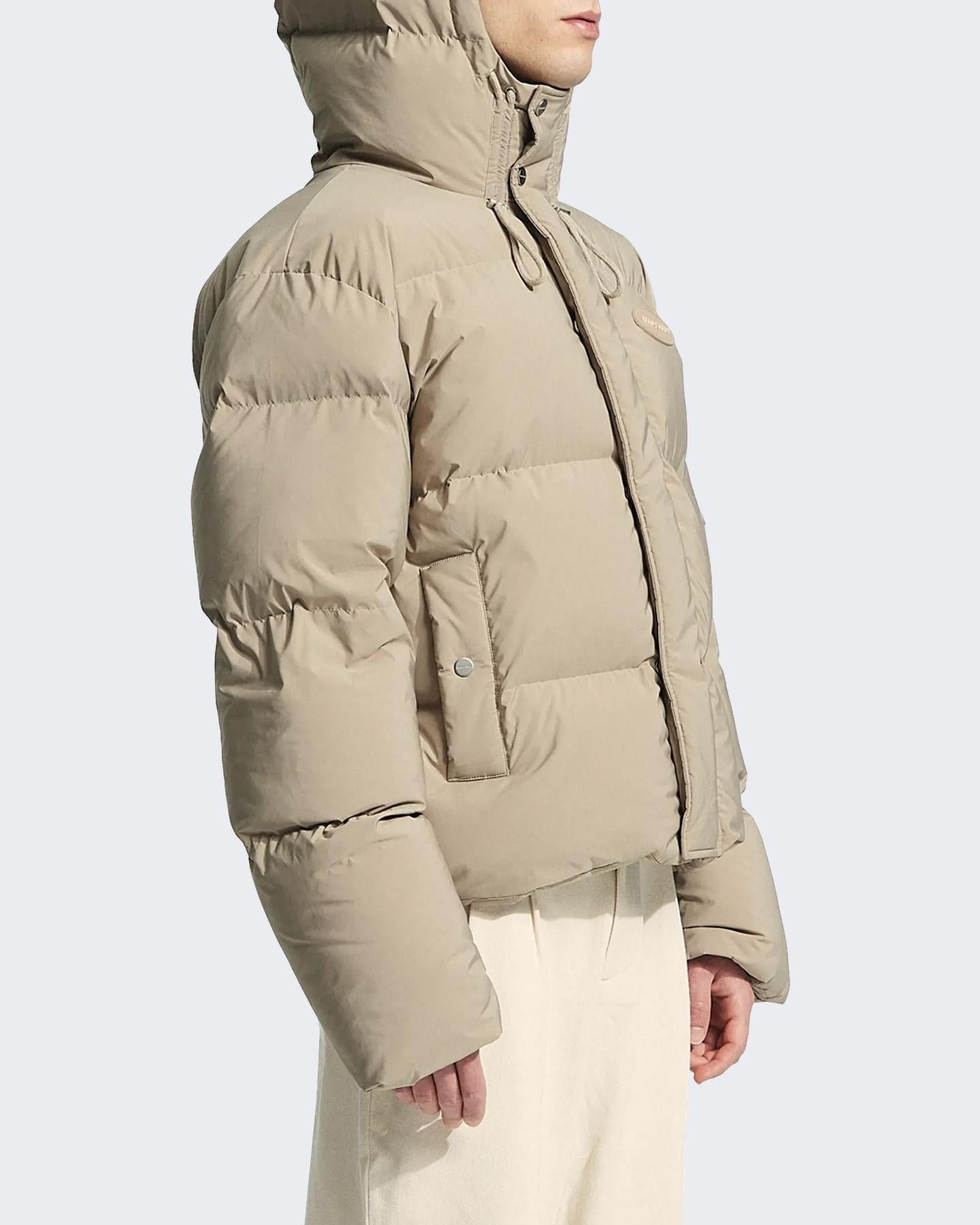 Heren Hooded Puffer Jacket Beige