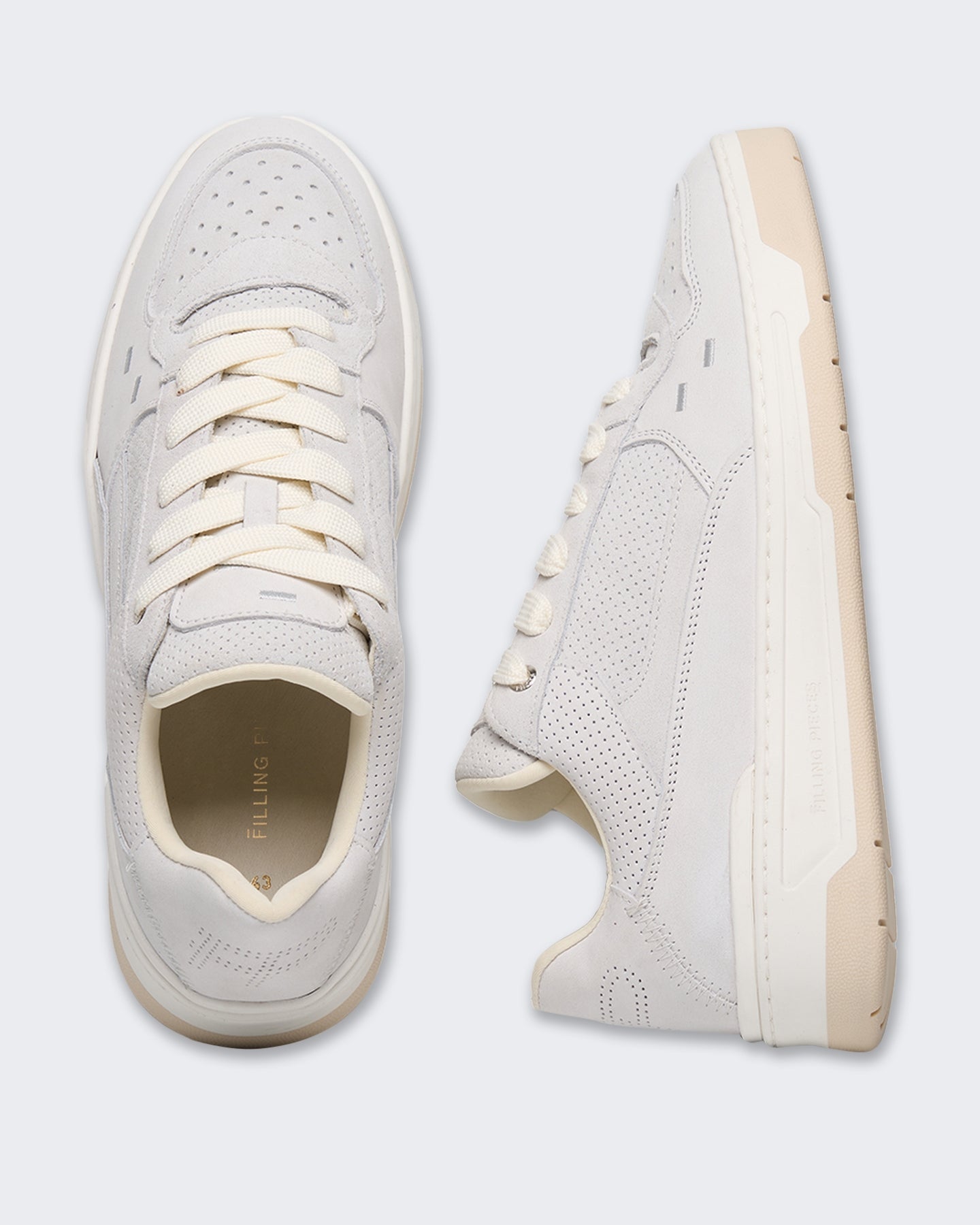 Filling Pieces Heren Cruiser suède sneaker in wit - Eleganza.nl