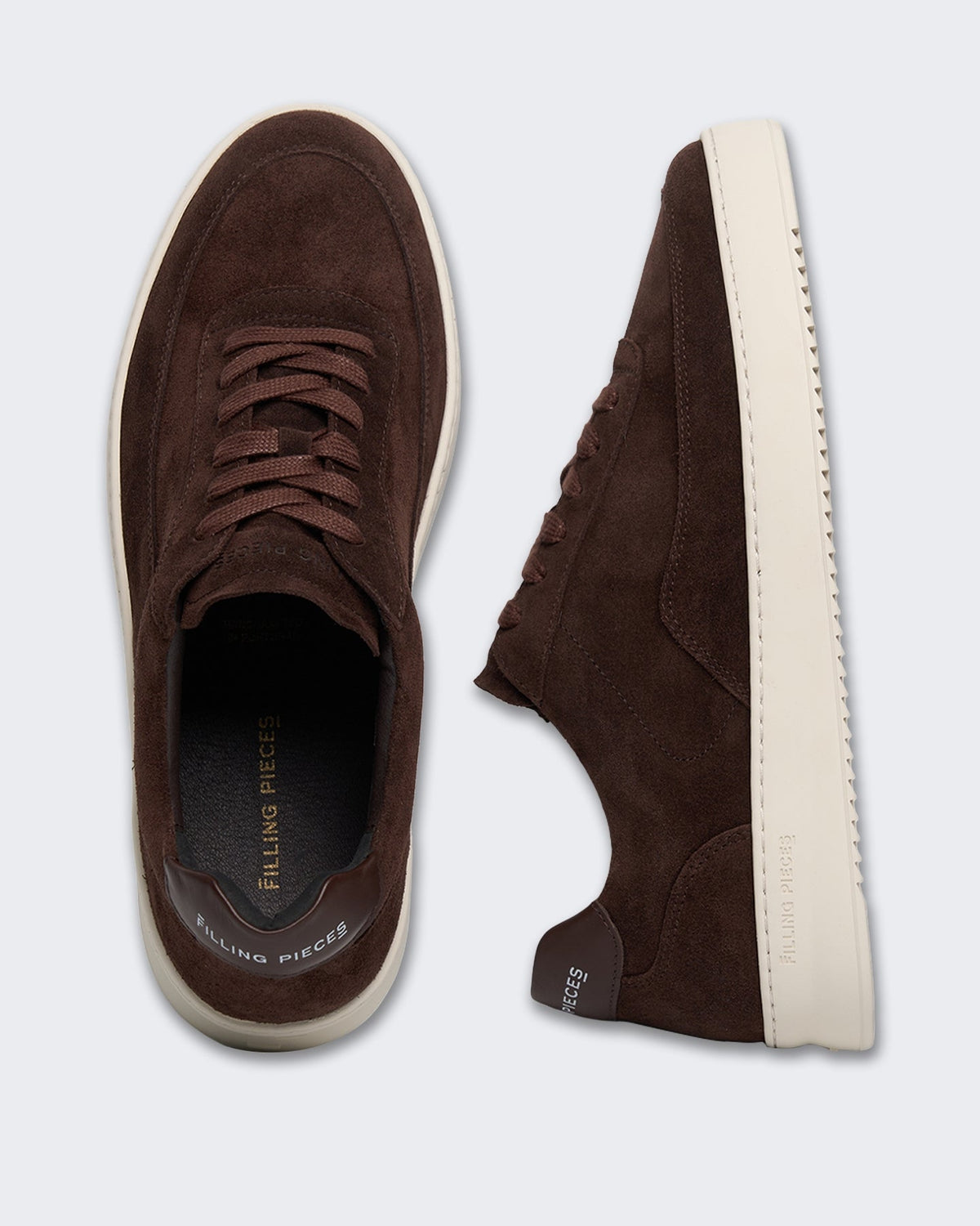 Filling Pieces Heren Mondo suède sneaker in Chocoladebruin - Eleganza.nl