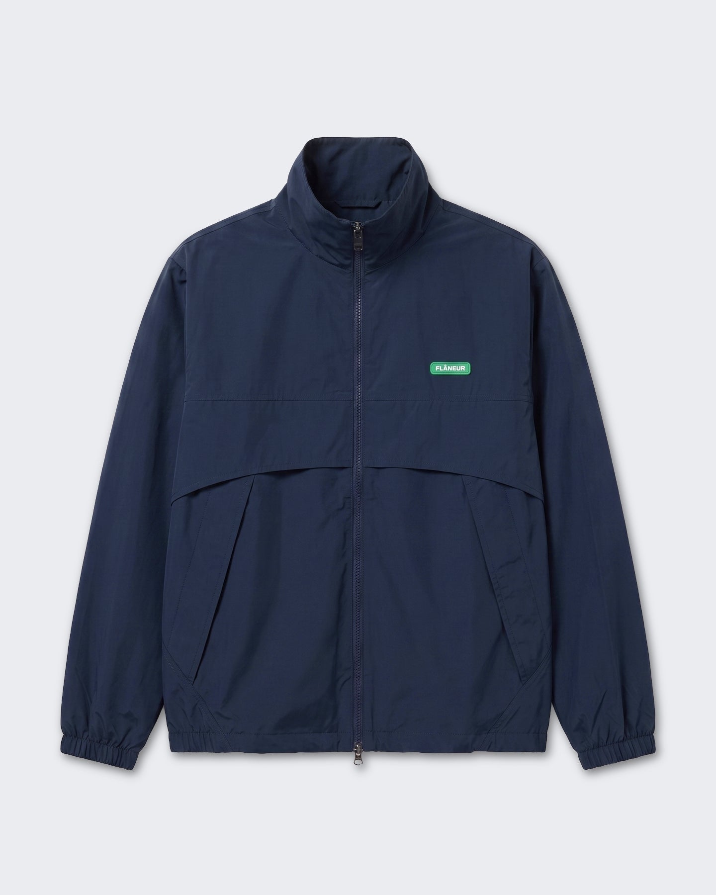 FLÂNEUR Heren Badge track jacket met embleem Blauw - Eleganza.nl