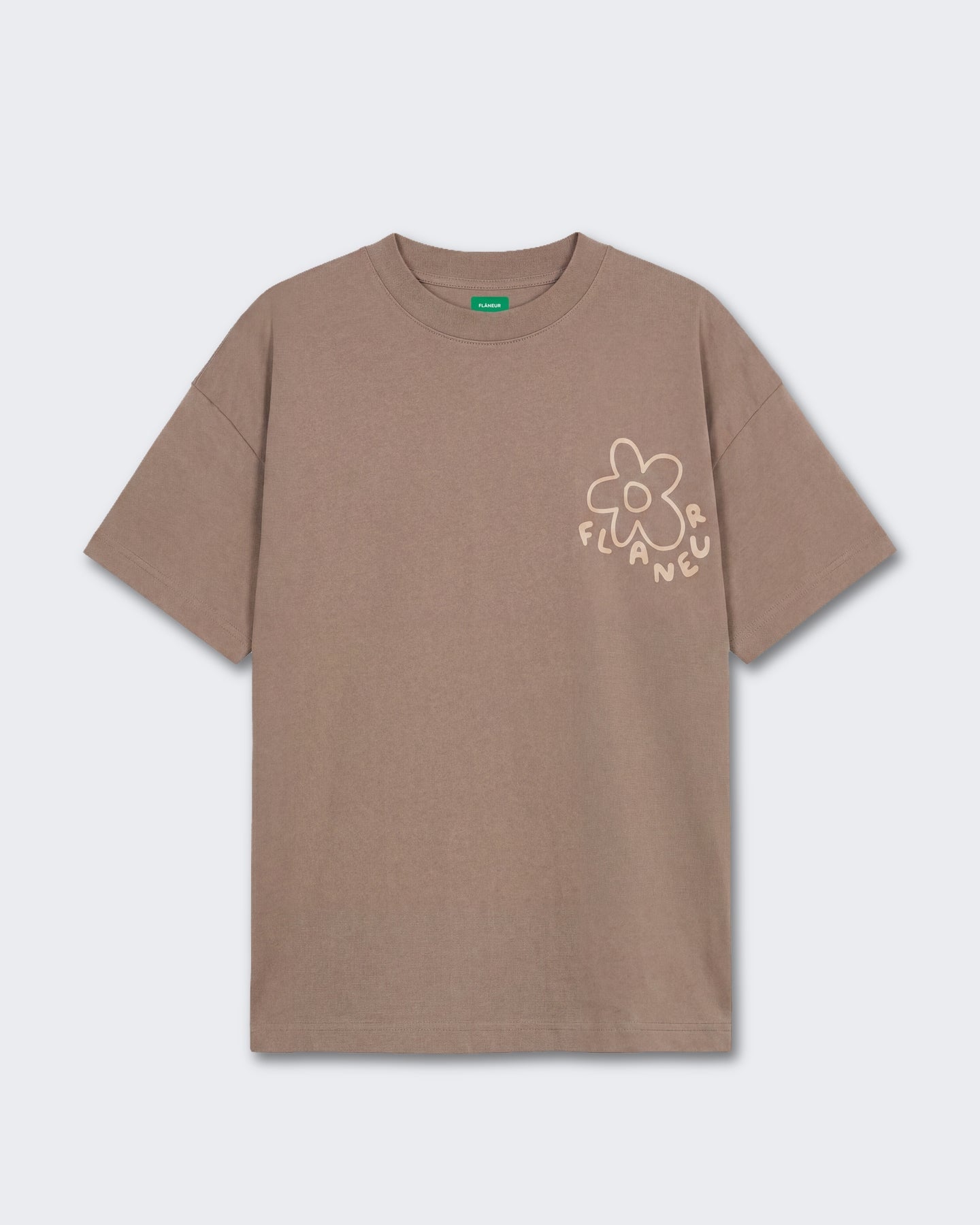 FLÂNEUR Heren Blossom T-shirt met korte mouw Bruin - Eleganza.nl