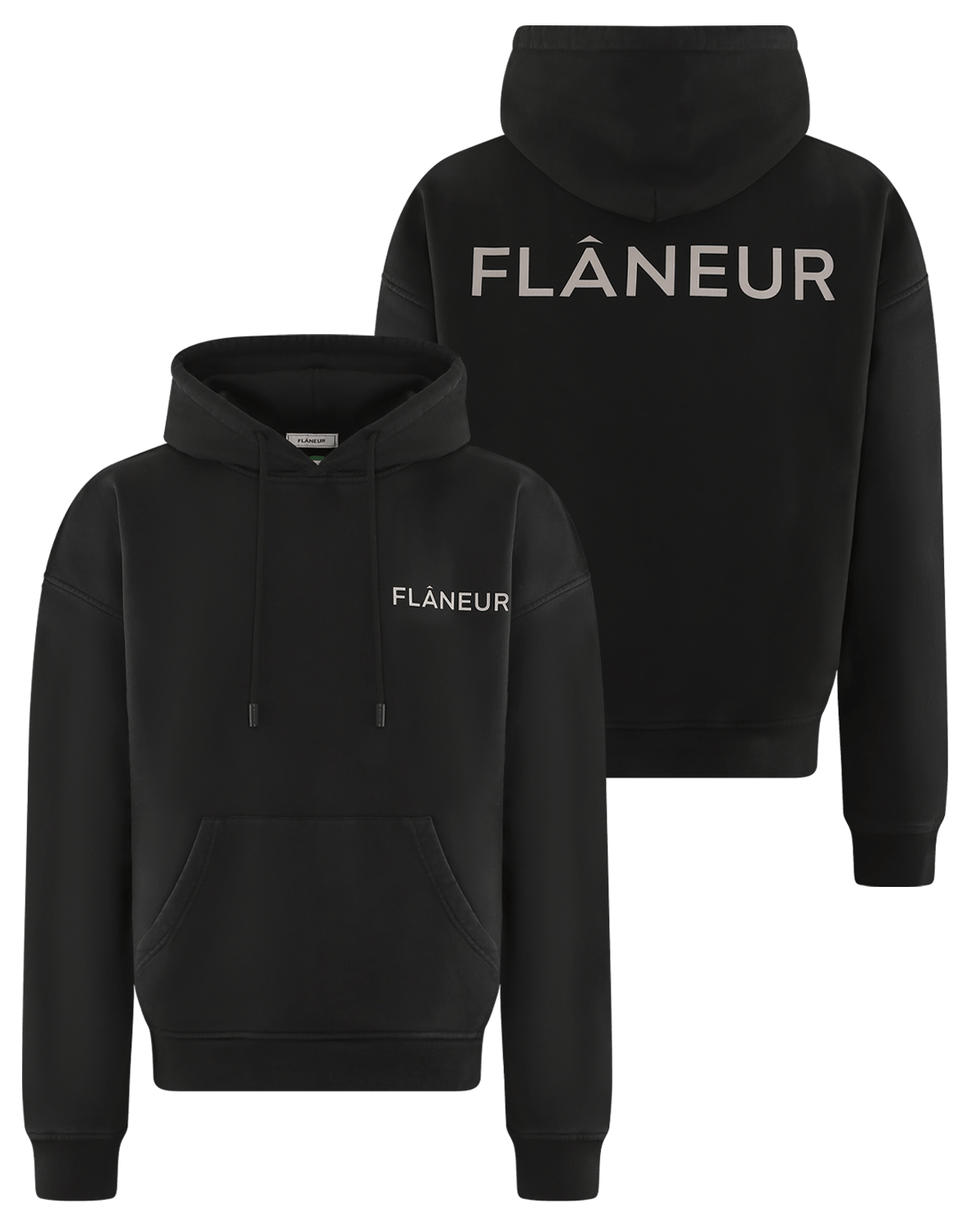 FLÂNEUR Heren Double Logo Washed Hoodie - Eleganza.nl