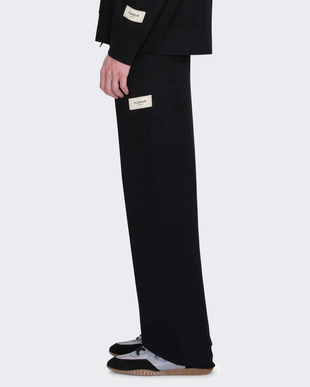 FLÂNEUR Heren Gebreide broek met getailleerde pasvorm Zwart - Eleganza.nl
