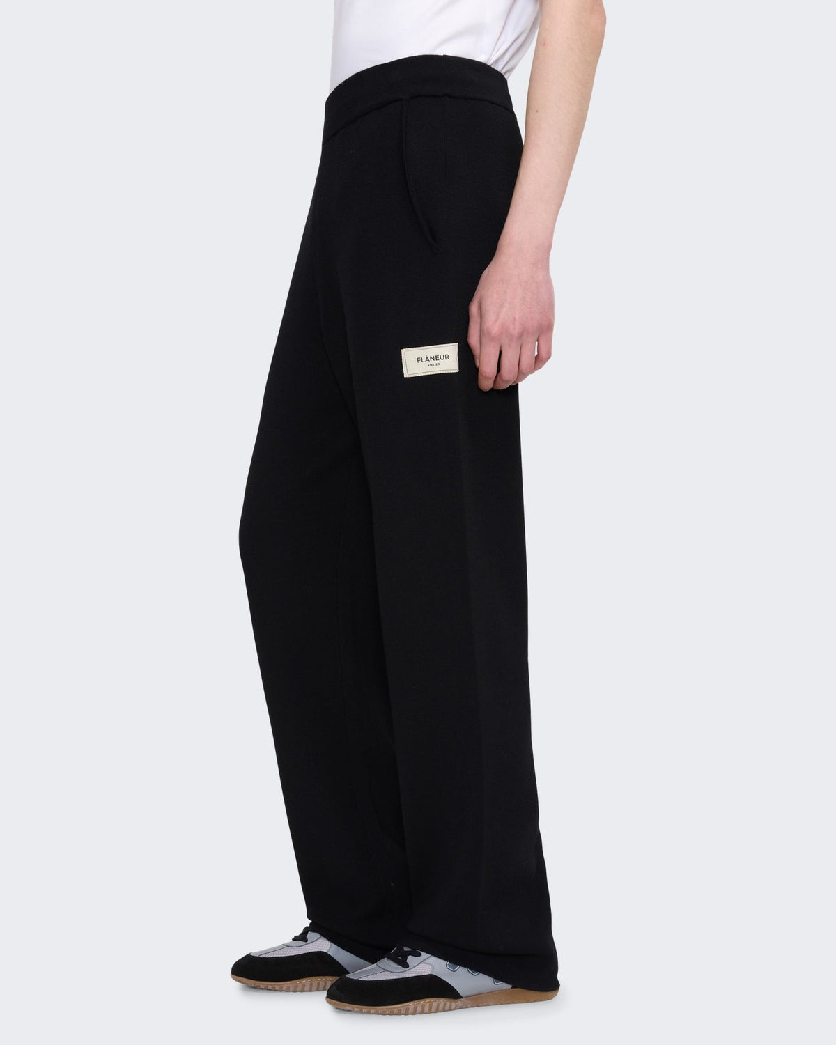 FLÂNEUR Heren Gebreide broek met getailleerde pasvorm Zwart - Eleganza.nl