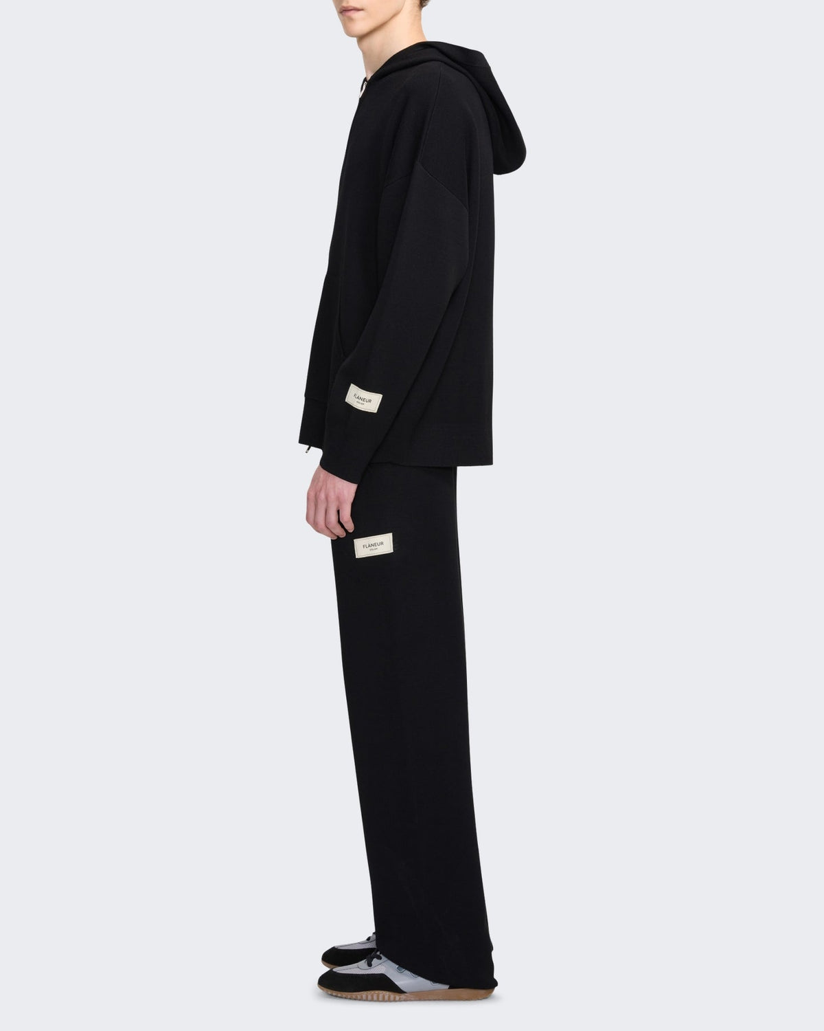 FLÂNEUR Heren Gebreide broek met getailleerde pasvorm Zwart - Eleganza.nl