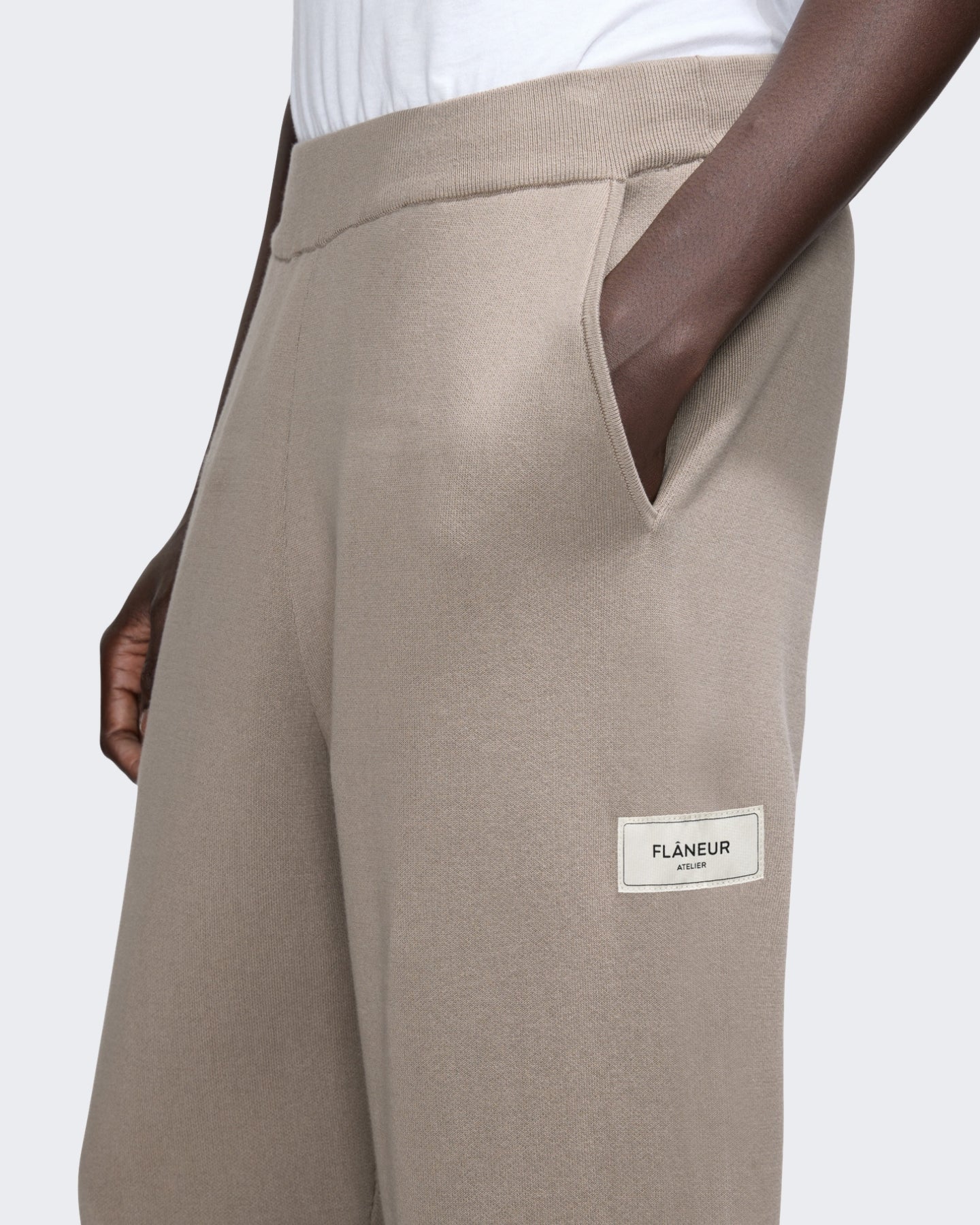 FLÂNEUR Heren Gebreide broek uit de Atelier-collectie Beige - Eleganza.nl