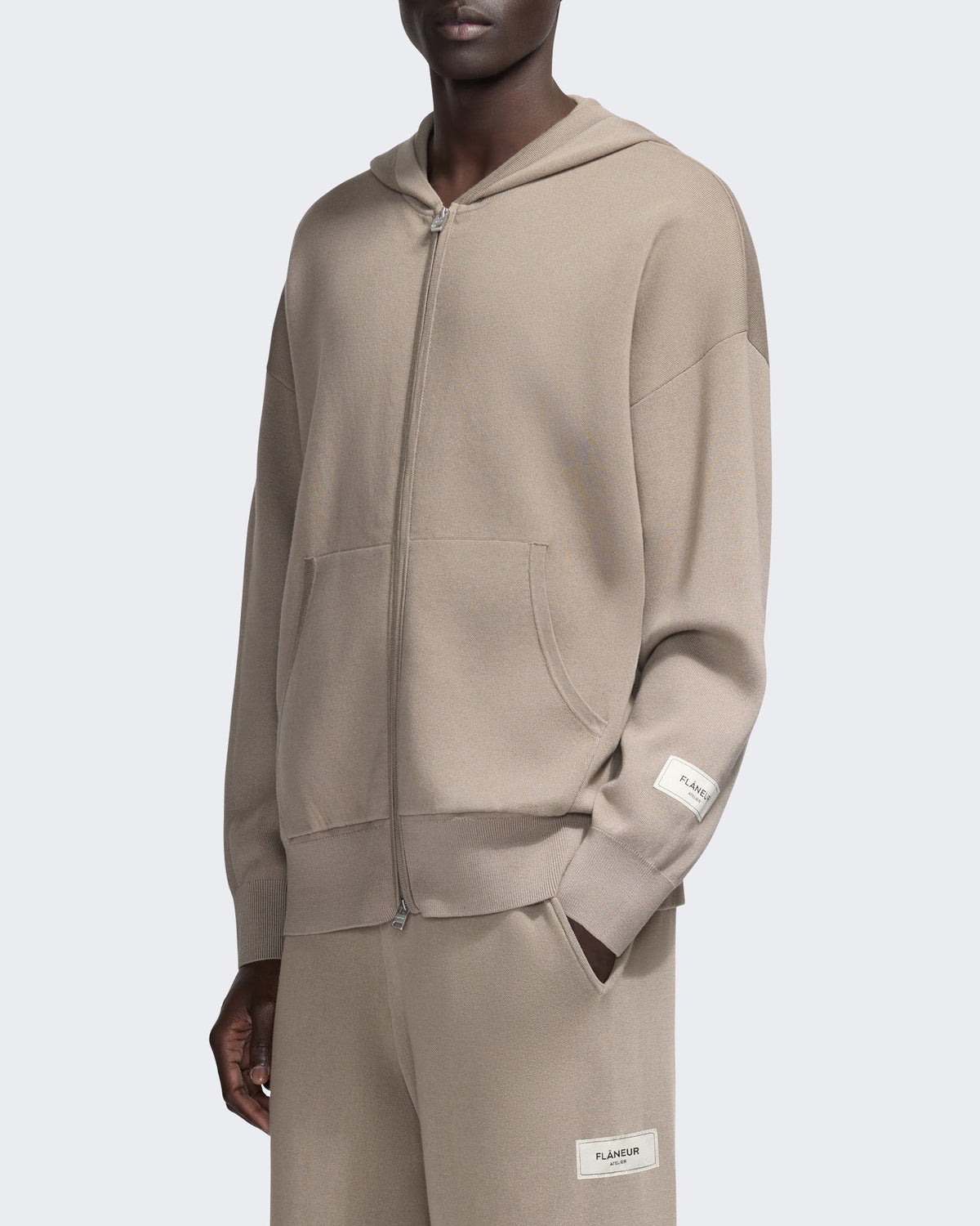 FLÂNEUR Heren Gebreide sweater met rits in Beige - Eleganza.nl