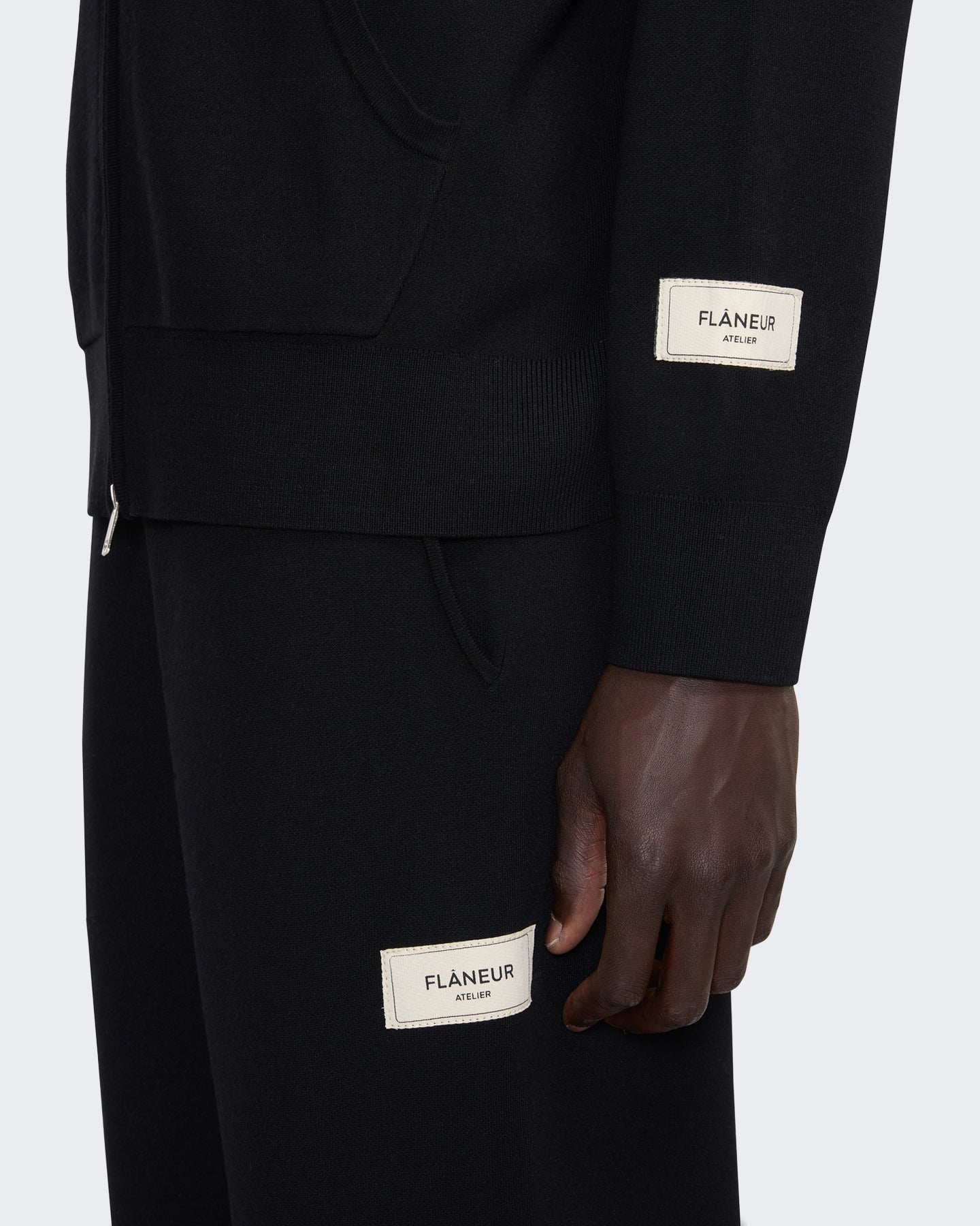 FLÂNEUR Heren Gebreide sweater met rits Zwart - Eleganza.nl