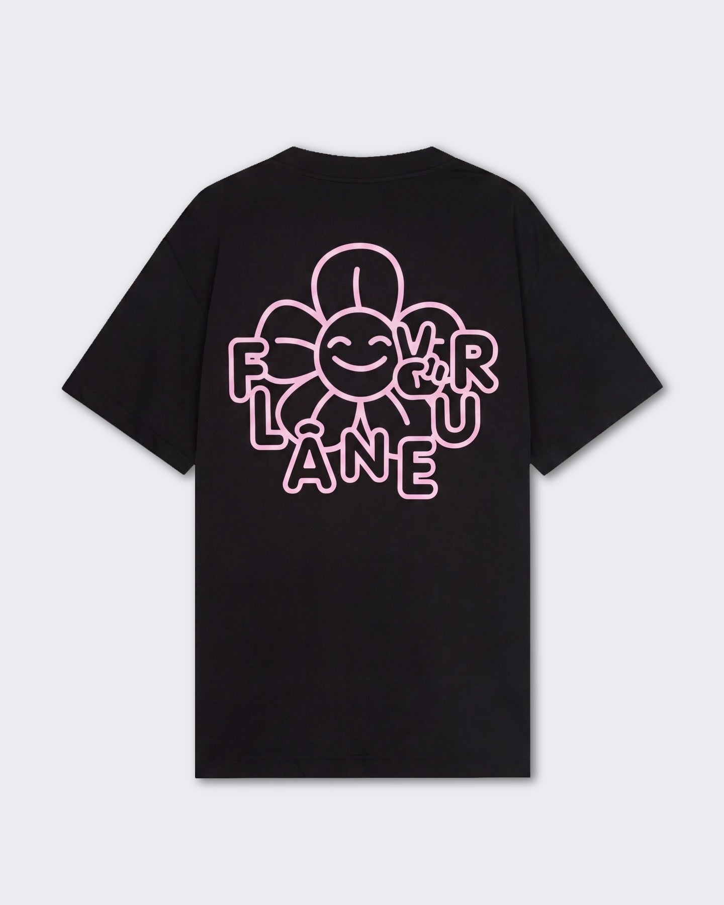 FLÂNEUR Heren Happy Flower T-shirt met bloemenprint Zwart - Eleganza.nl