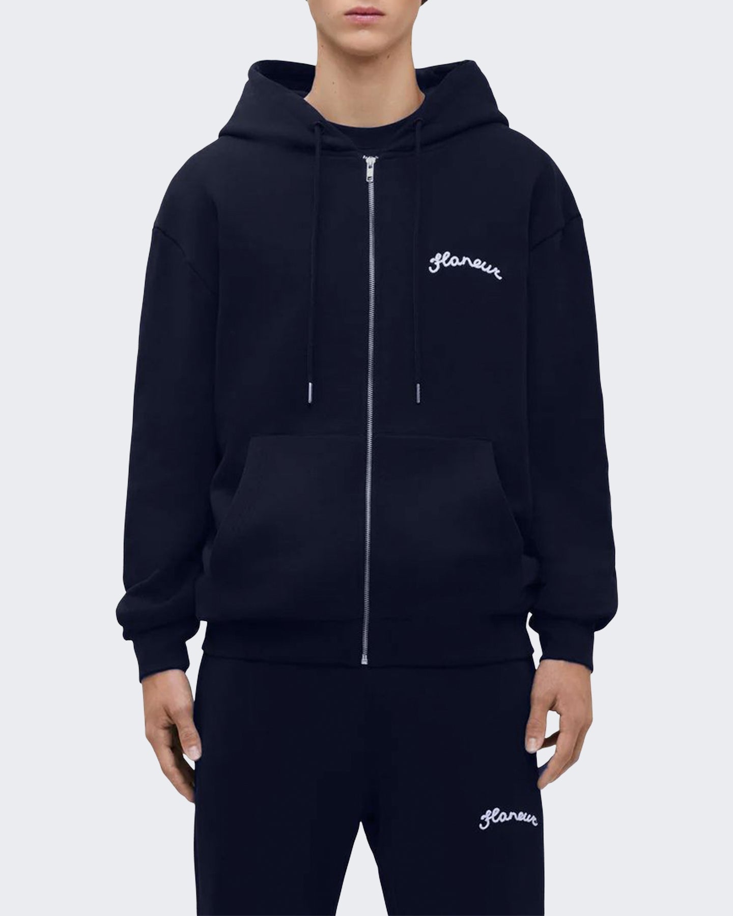 FLÂNEUR Heren Hoodie met rits en capuchon Blauw - Eleganza.nl