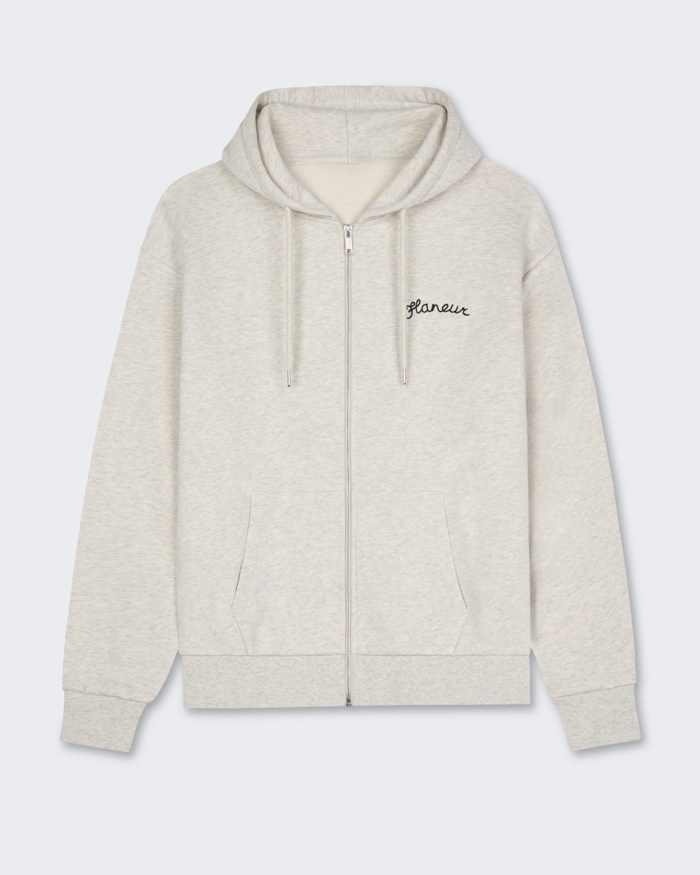 FLÂNEUR Heren Hoodie met rits en capuchon in grijs - Eleganza.nl