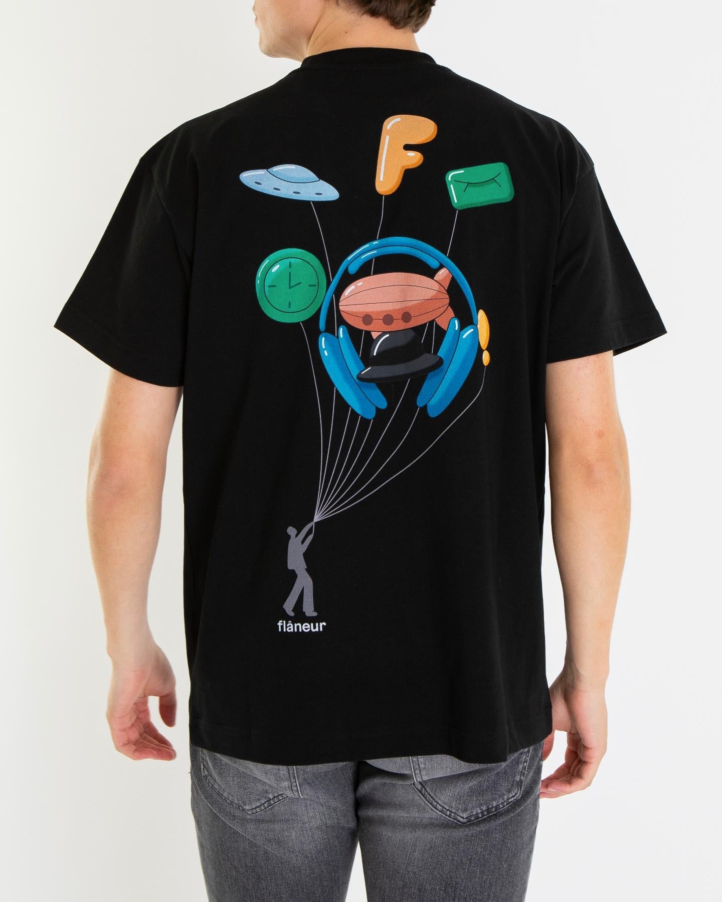 FLÂNEUR Heren Inflatables T-Shirt Zwart - Eleganza.nl