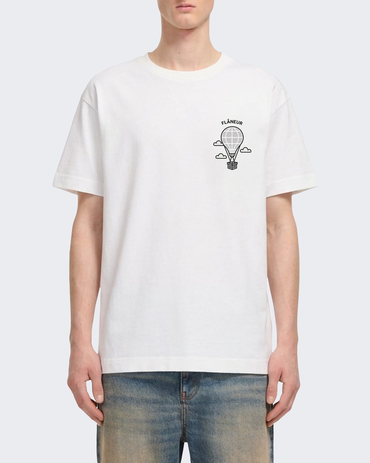 FLÂNEUR Heren Oversized balloon T-shirt met korte mouw Wit - Eleganza.nl