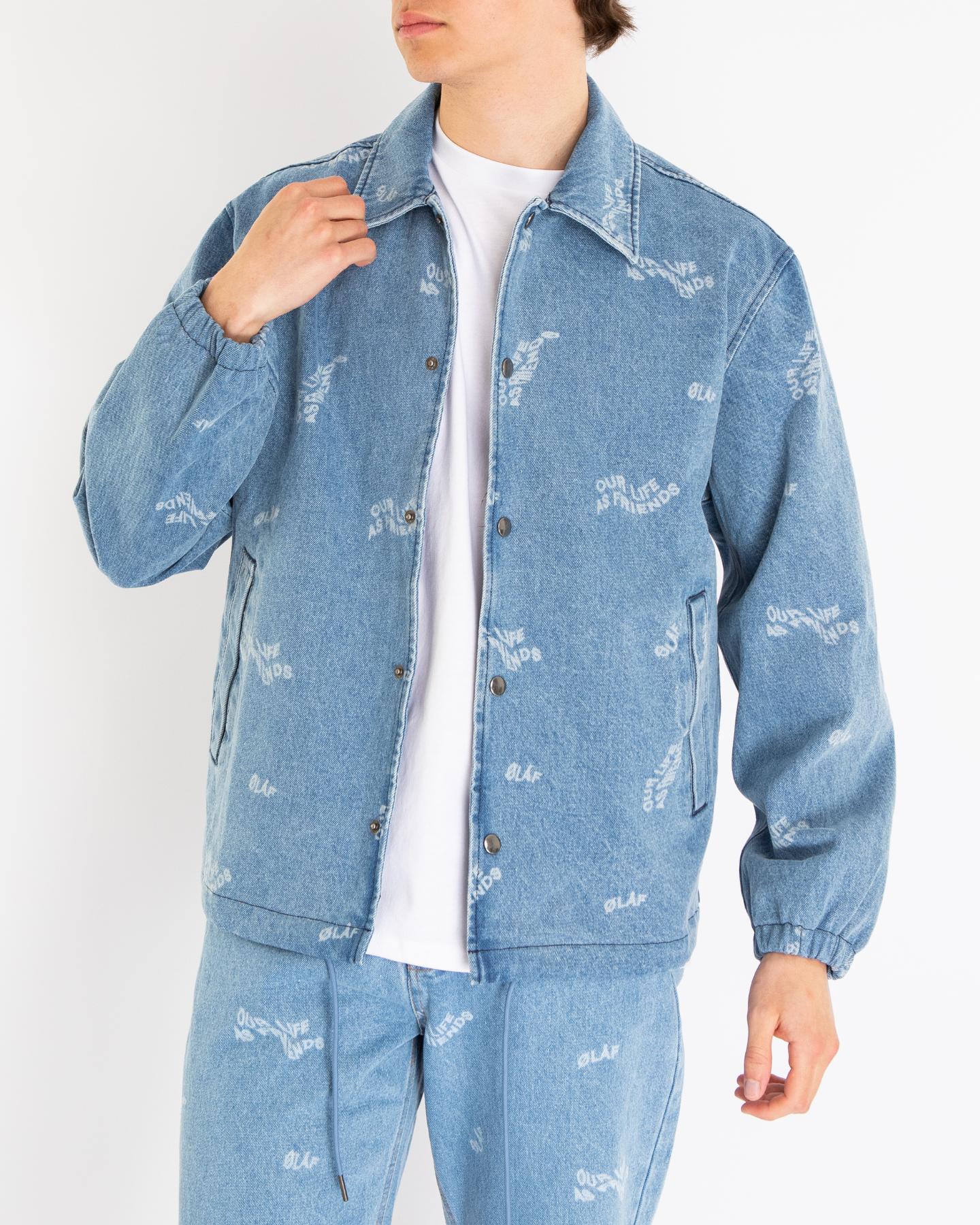 Heren Wavy Aop Denim Jacket Blauw