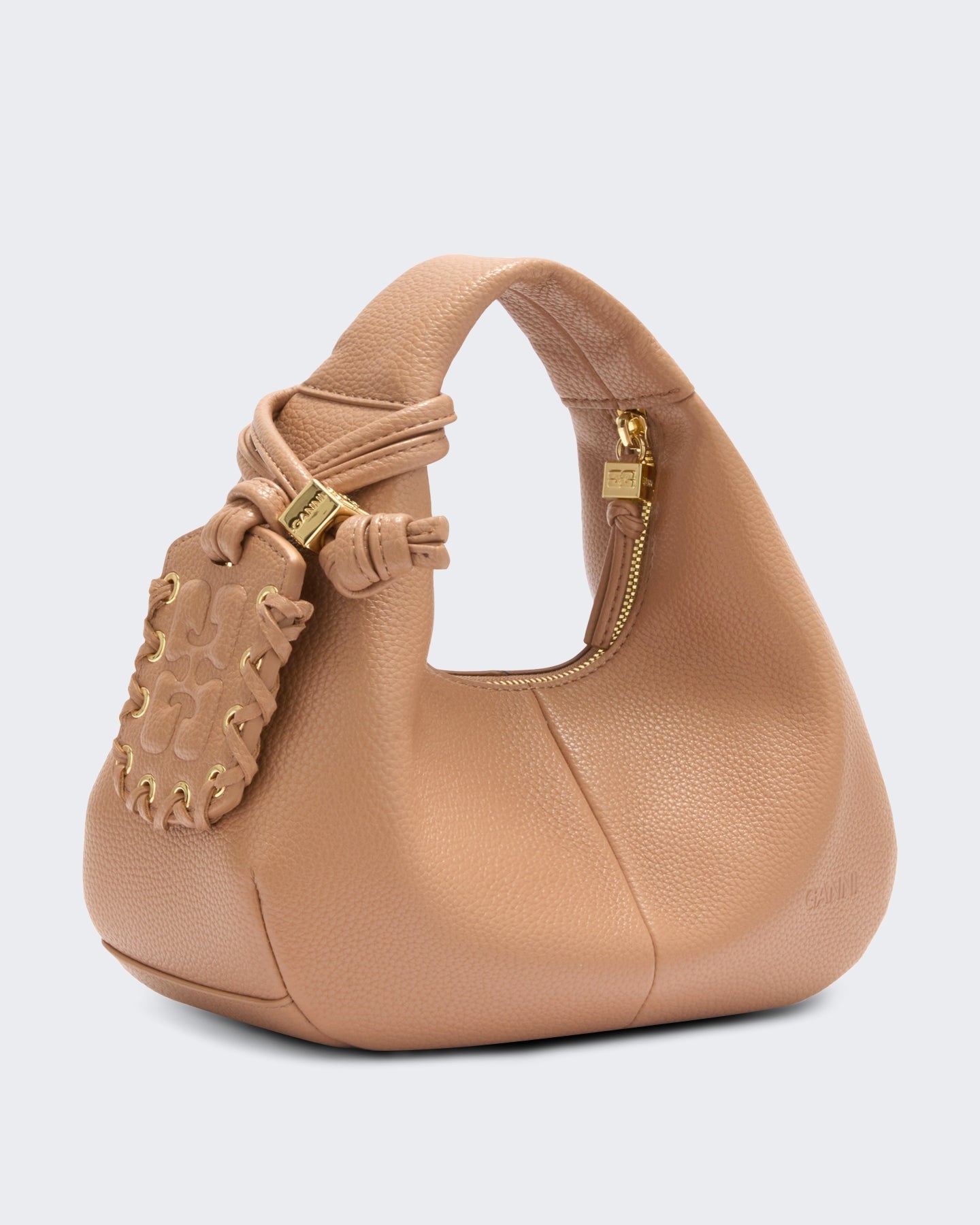 Ganni Dames Hobo Mini gegreineerde Beige - Eleganza.nl