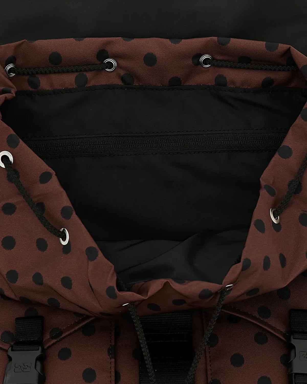 Ganni Dames Re-Tech nylon rugzak met print Bruin - Eleganza.nl
