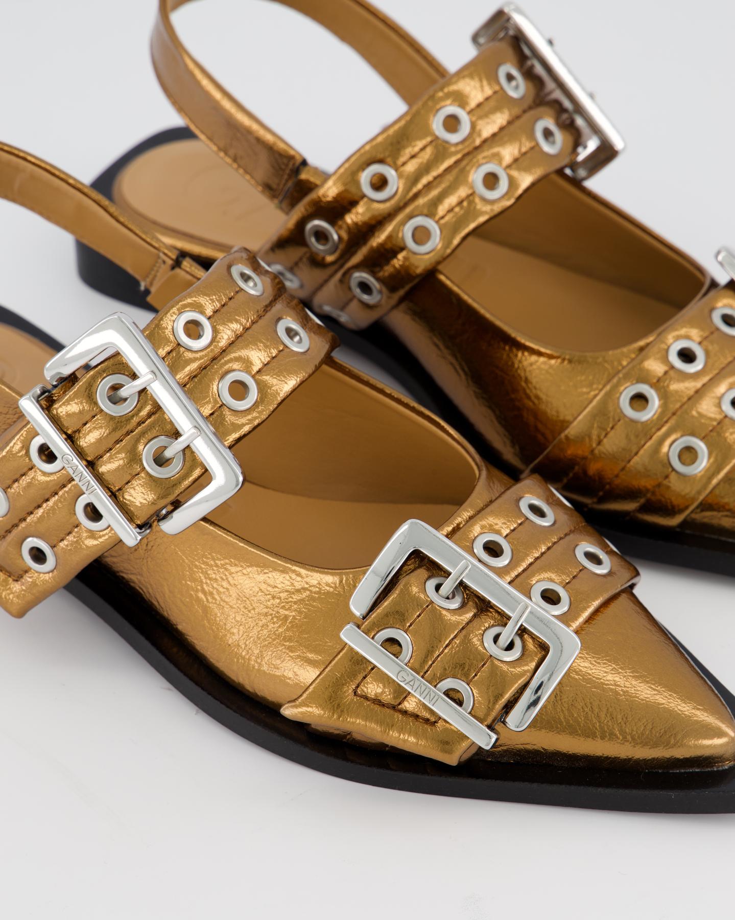 Dames Chunky Buckle Ballerina Brons