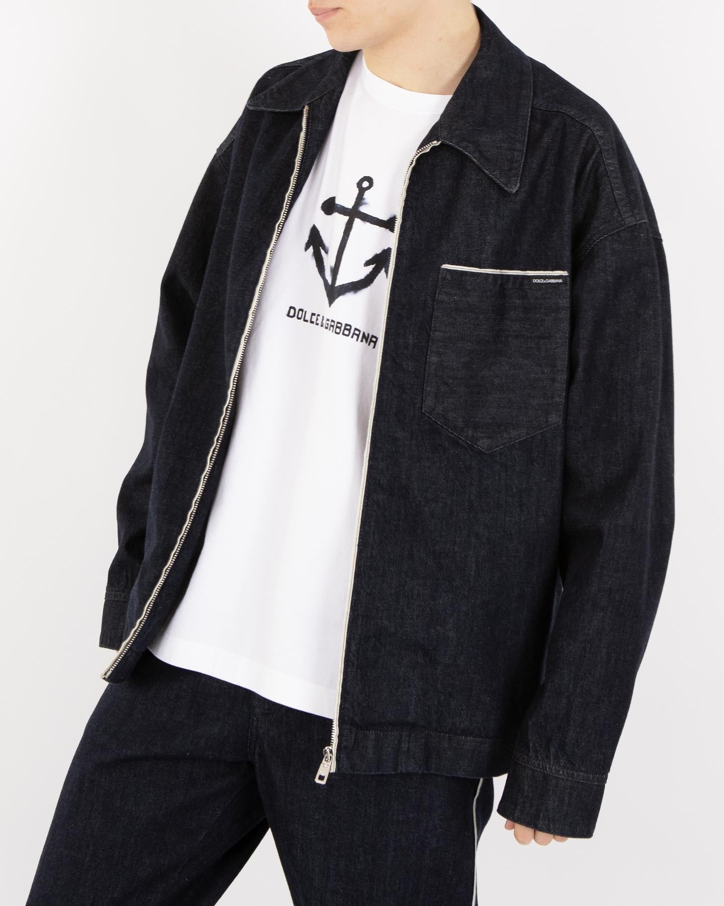 Heren Selvedge Denim Zipper Blauw