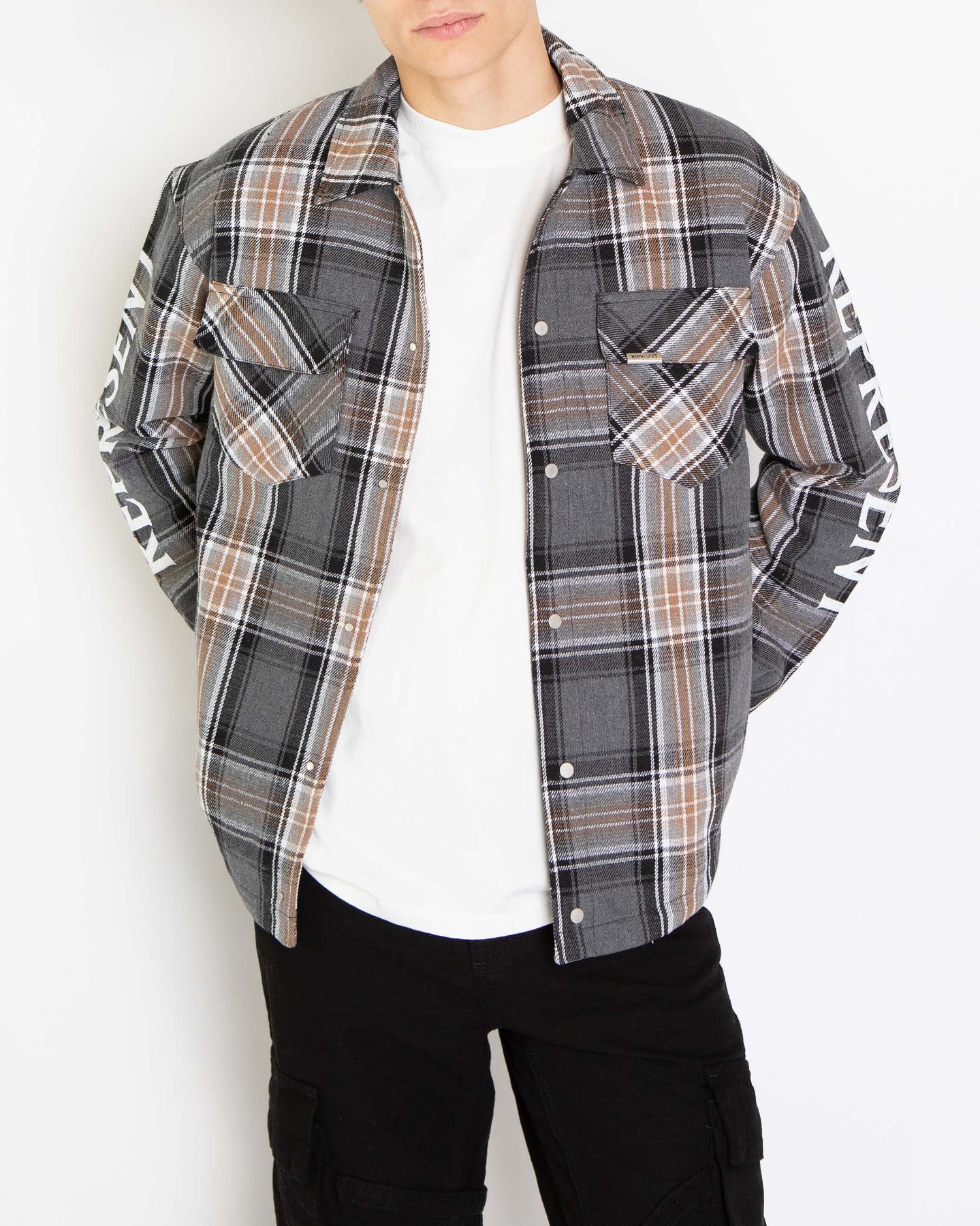 Heren Quilted Flannel Shirt Grijs