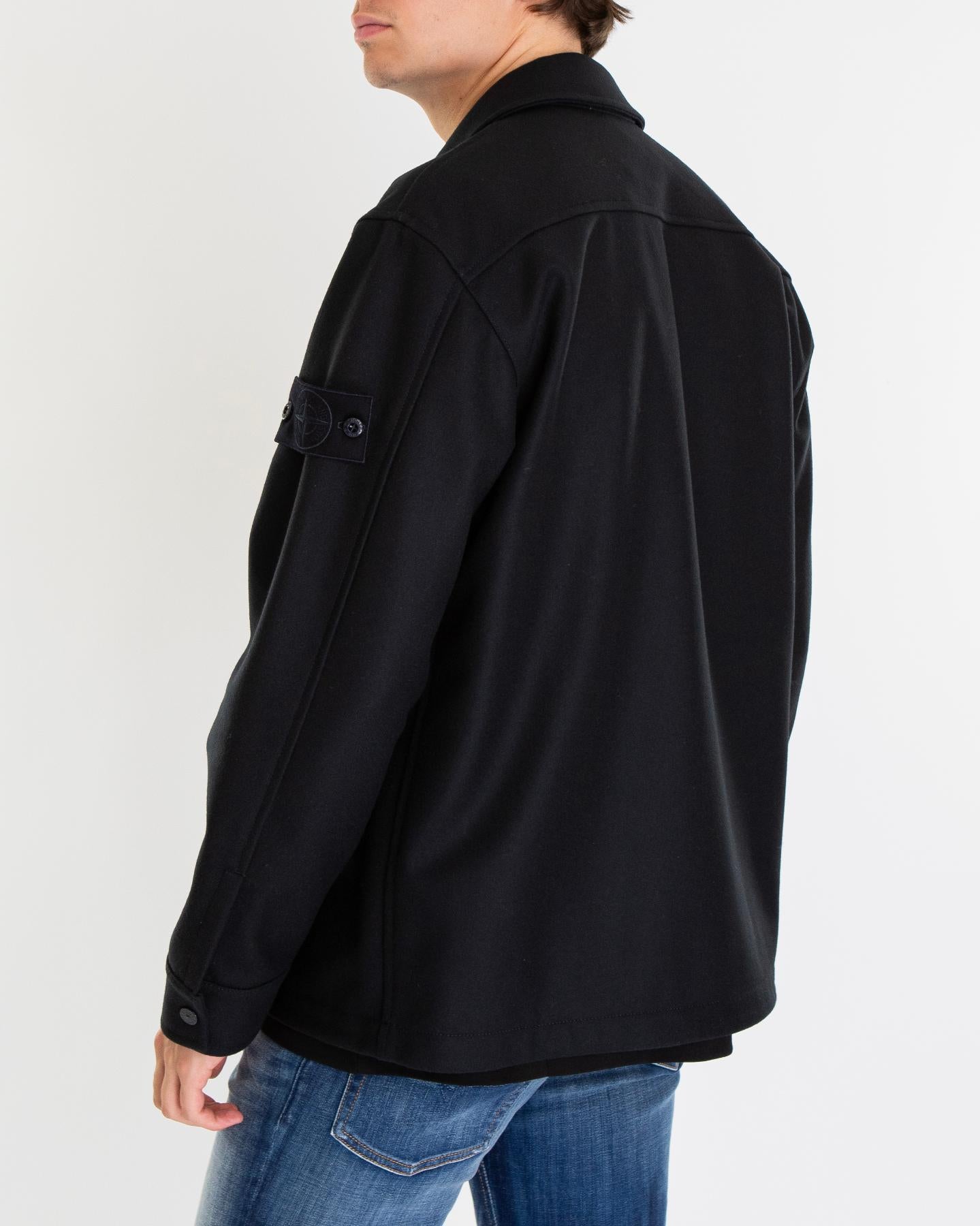 Heren BlackLogopatch Overshirt Zwart