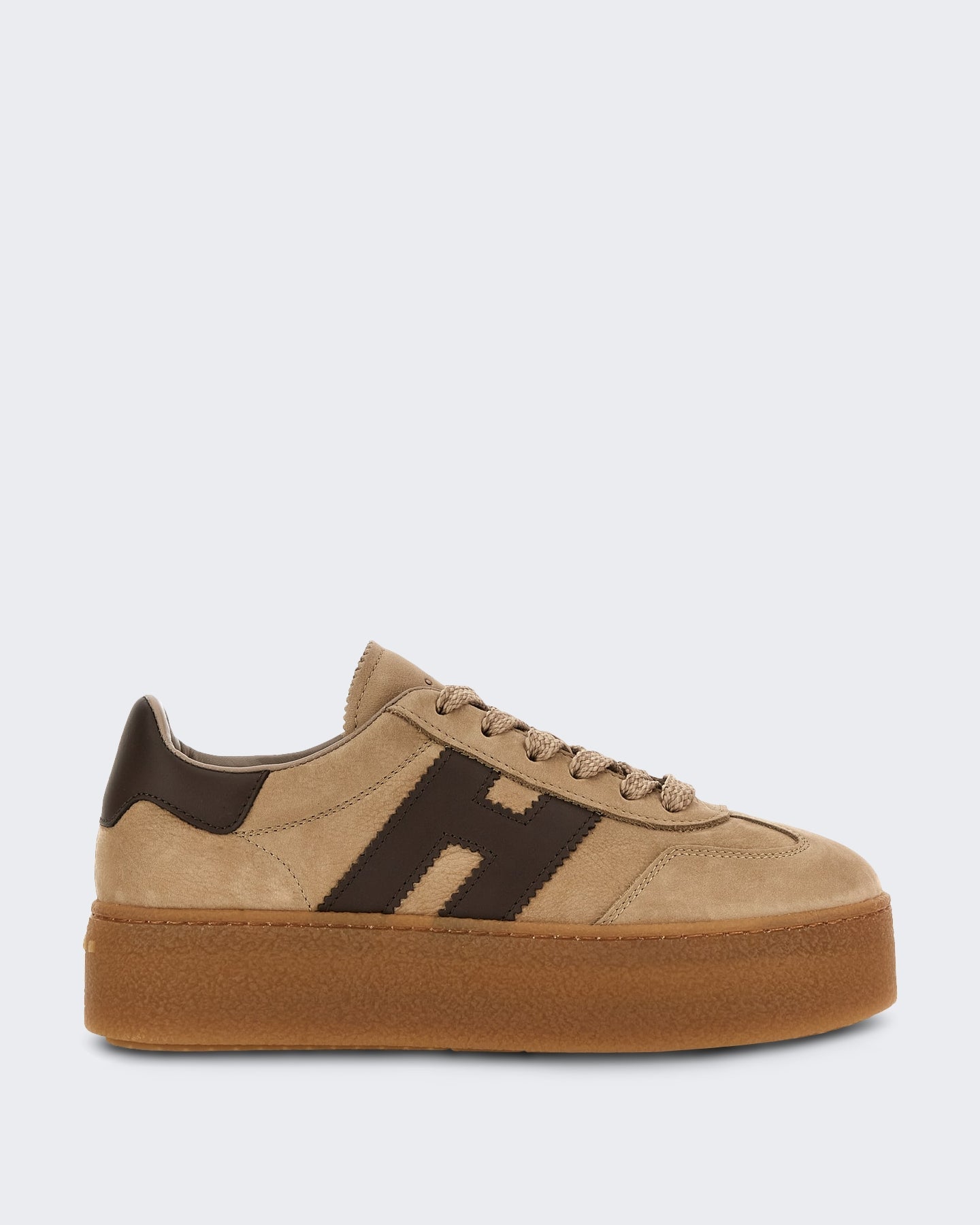 Hogan Dames Leren sneaker met vetersluiting Beige - Eleganza.nl