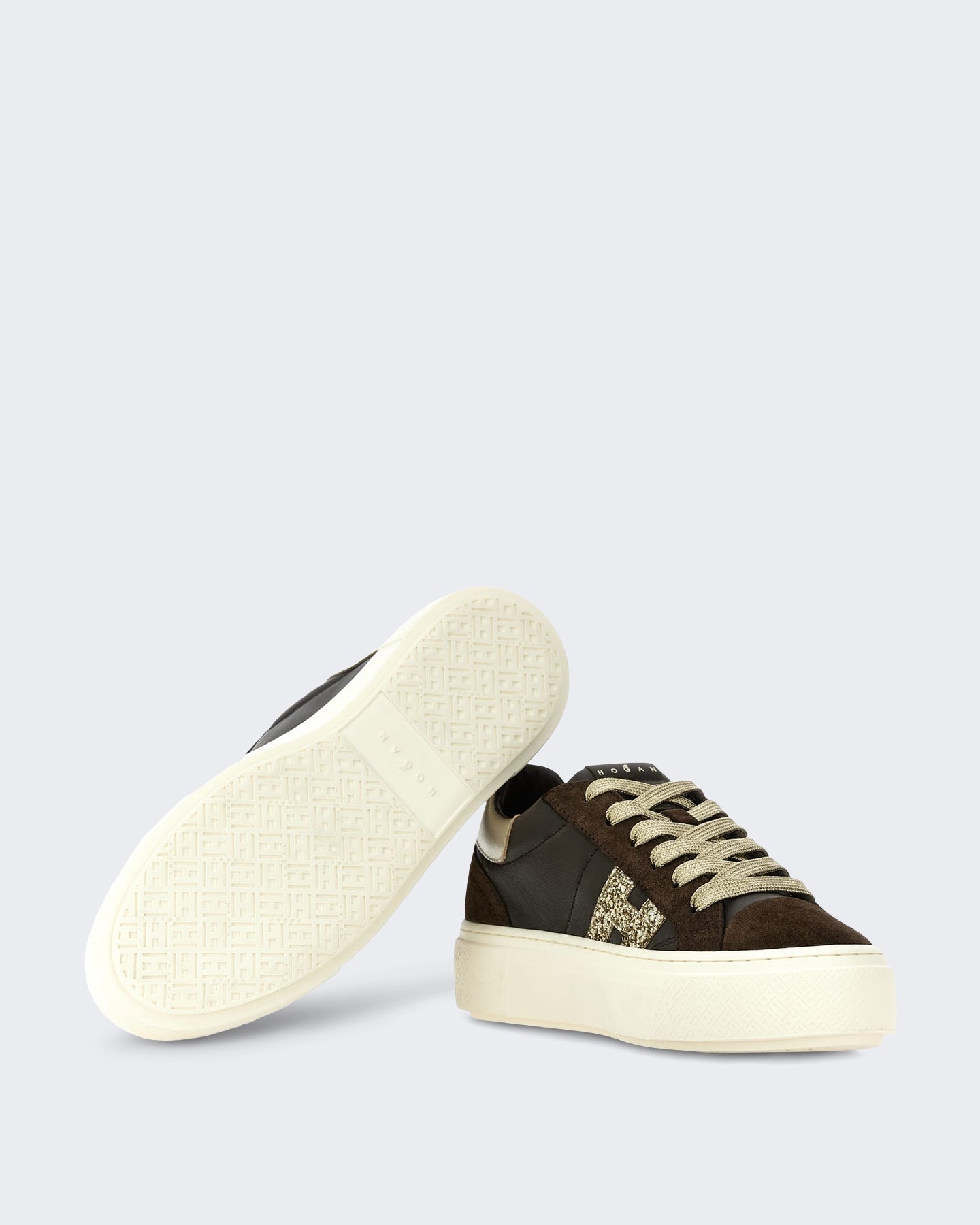 Hogan Dames Vetersneaker met H-logo Beige - Eleganza.nl